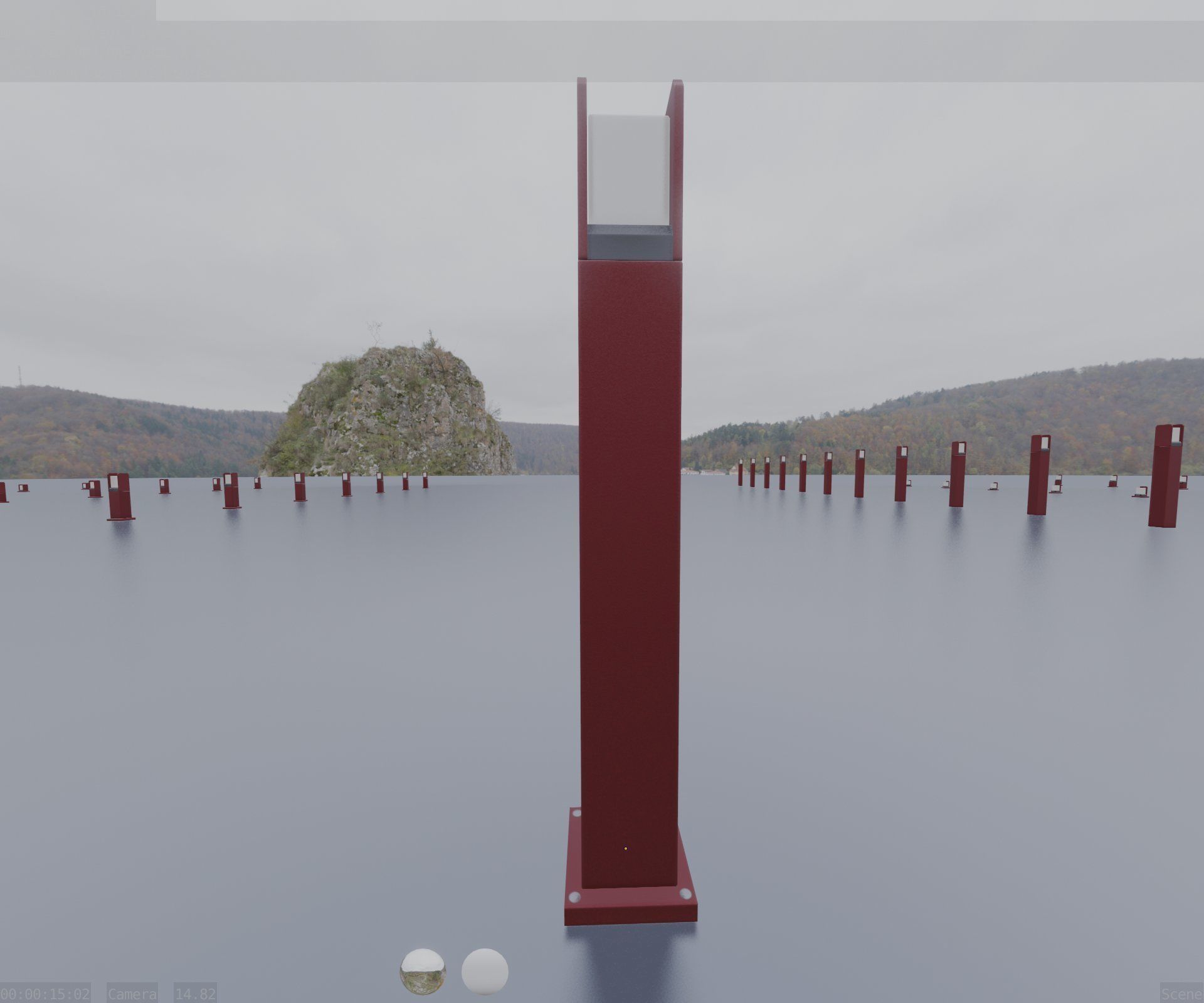 Street Light 8 Bollard 900mm Dark Red Version 1 Low-poly 3D model_62