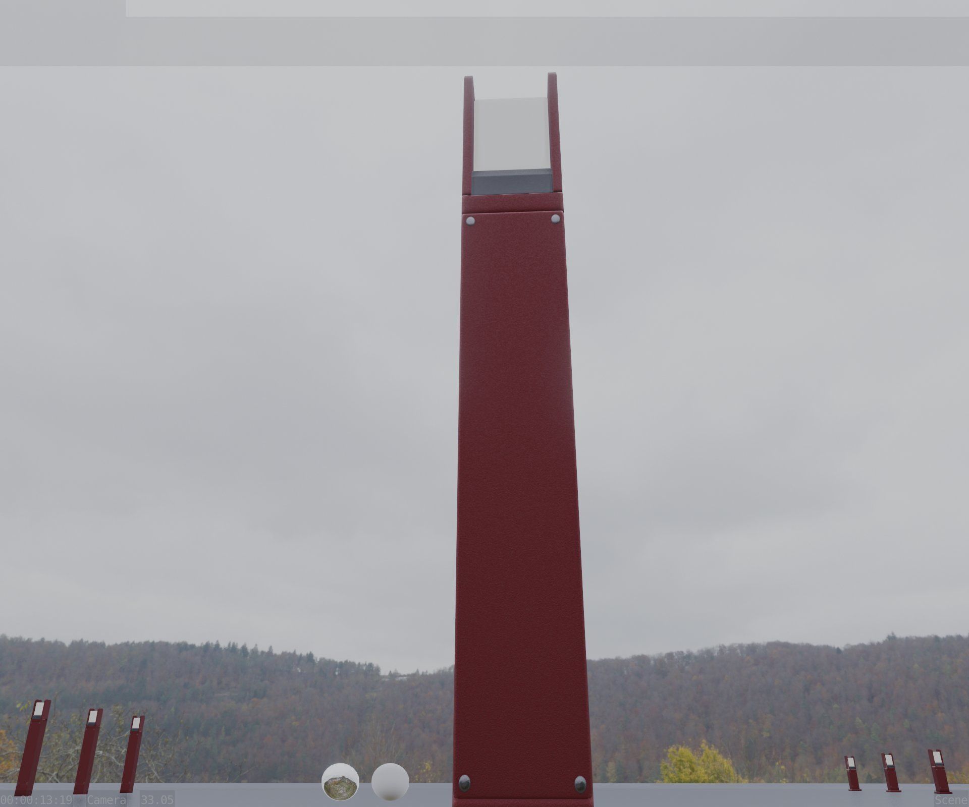 Street Light 8 Bollard 900mm Dark Red Version 1 Low-poly 3D model_31