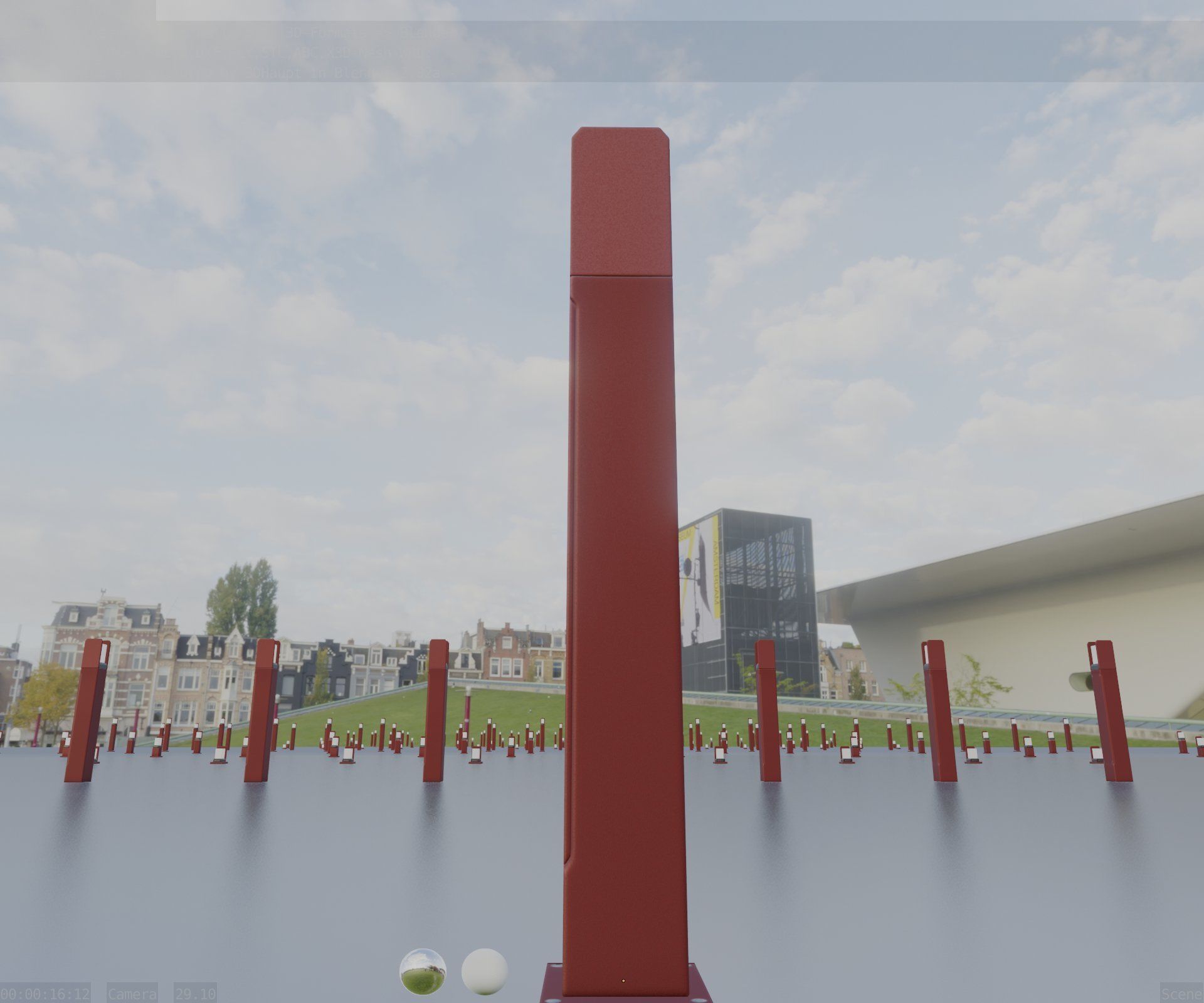 Street Light 8 Bollard 900mm Dark Red Version 1 Low-poly 3D model_96