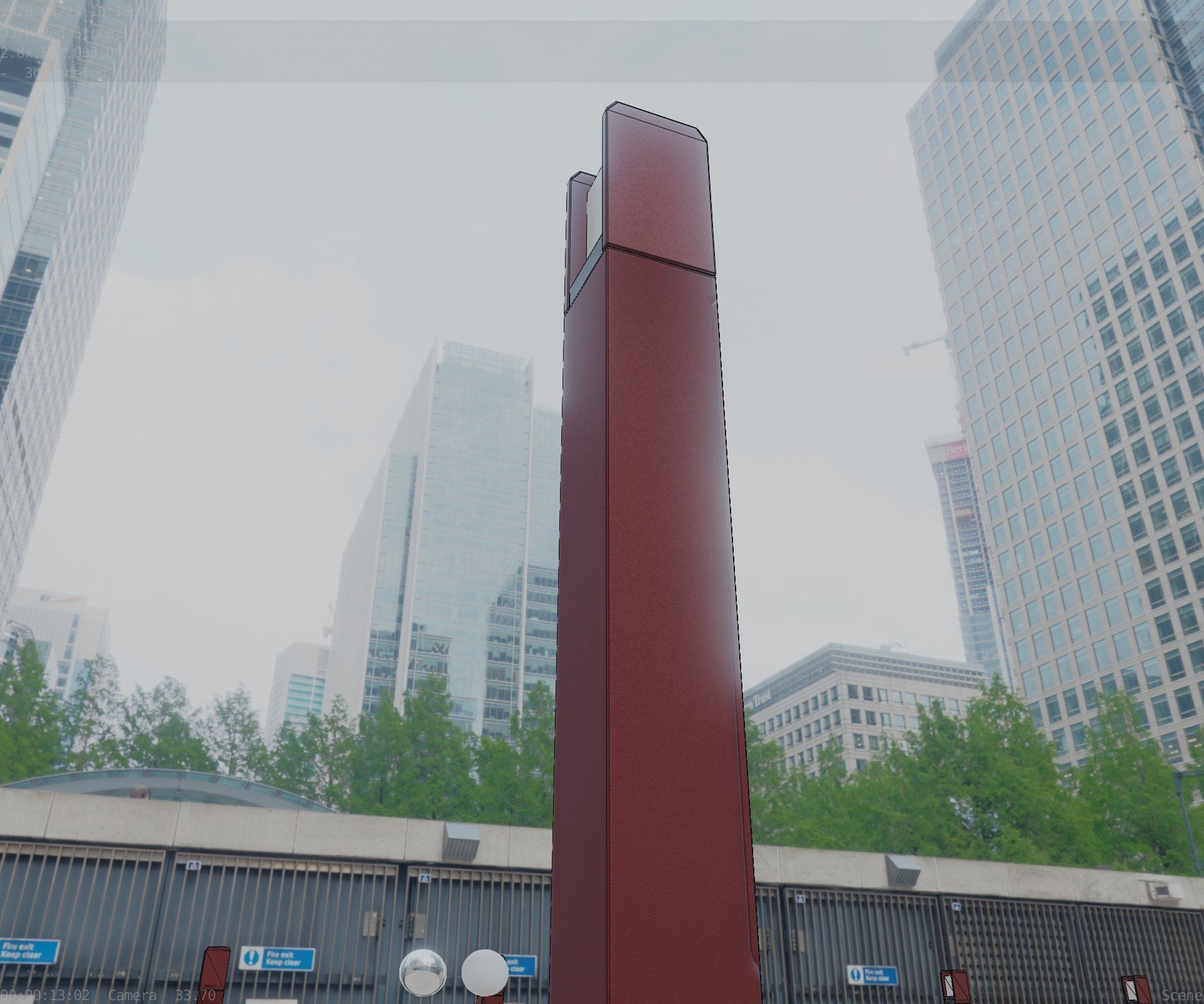 Street Light 8 Bollard 900mm Dark Red Version 1 Low-poly 3D model_15