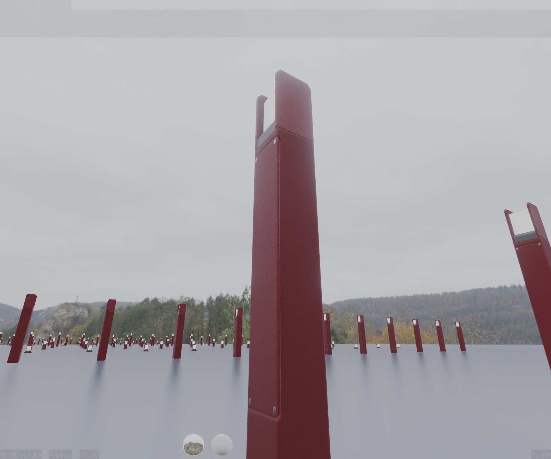 Street Light 8 Bollard 900mm Dark Red Version 1 Low-poly 3D model_93