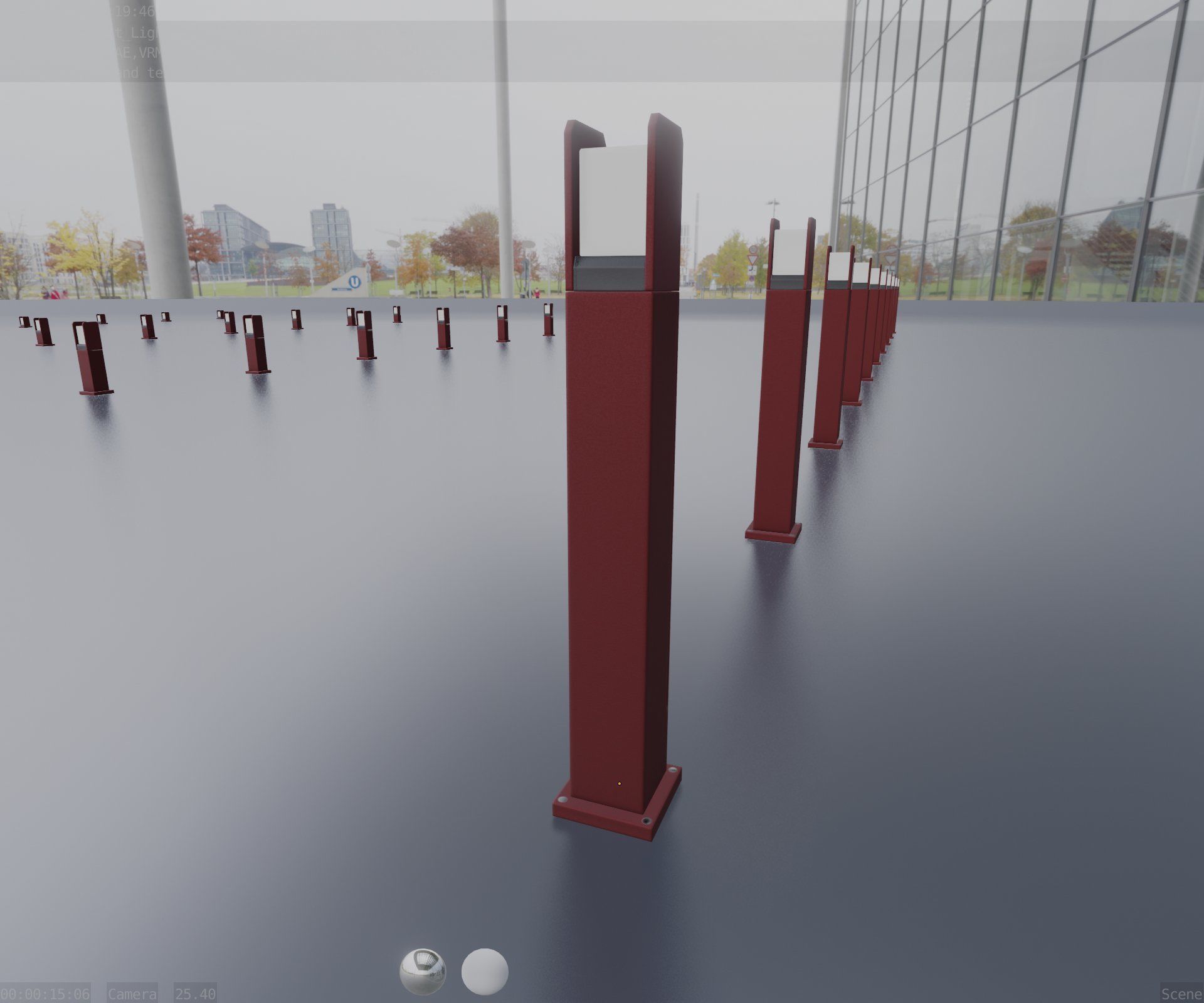 Street Light 8 Bollard 900mm Dark Red Version 1 Low-poly 3D model_66