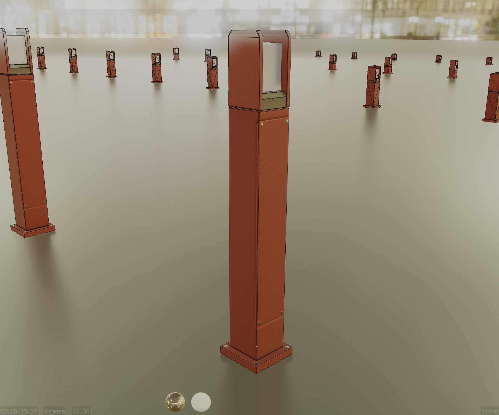 Street Light 8 Bollard 900mm Dark Red Version 1 Low-poly 3D model_82