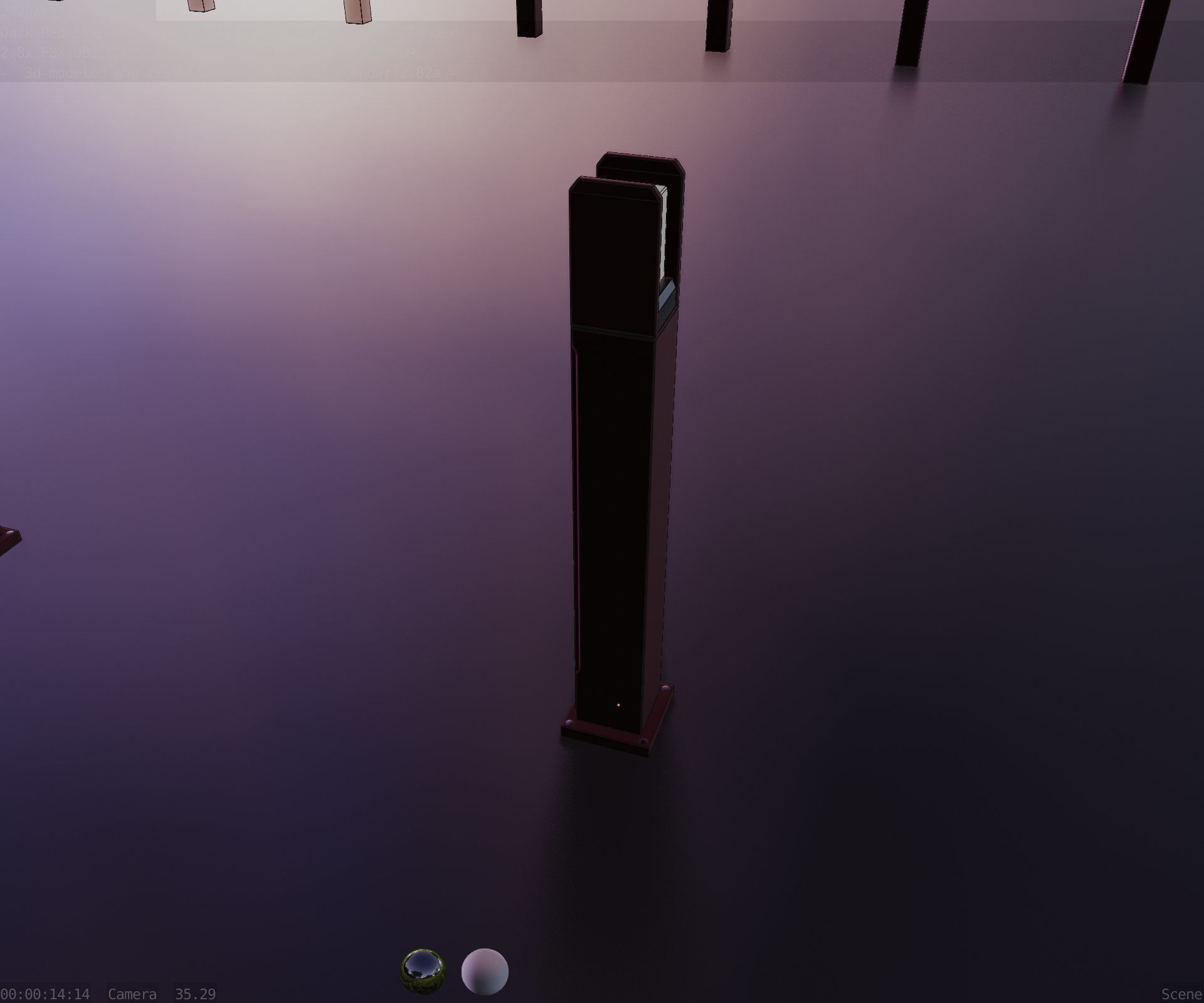 Street Light 8 Bollard 900mm Dark Red Version 1 Low-poly 3D model_50