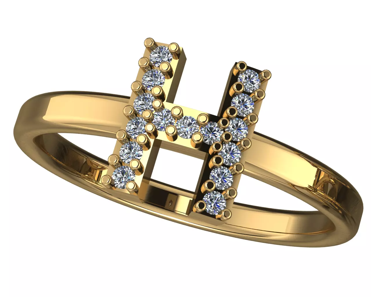 Letter H ring 3D print model