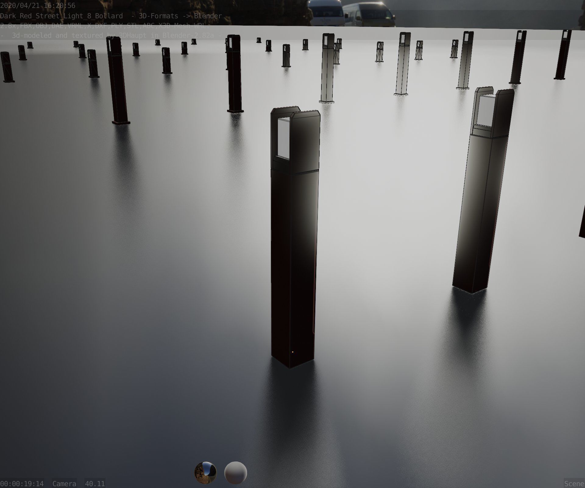 Street Light 8 Bollard 800mm Dark Red Version 4 Low-poly 3D model_70