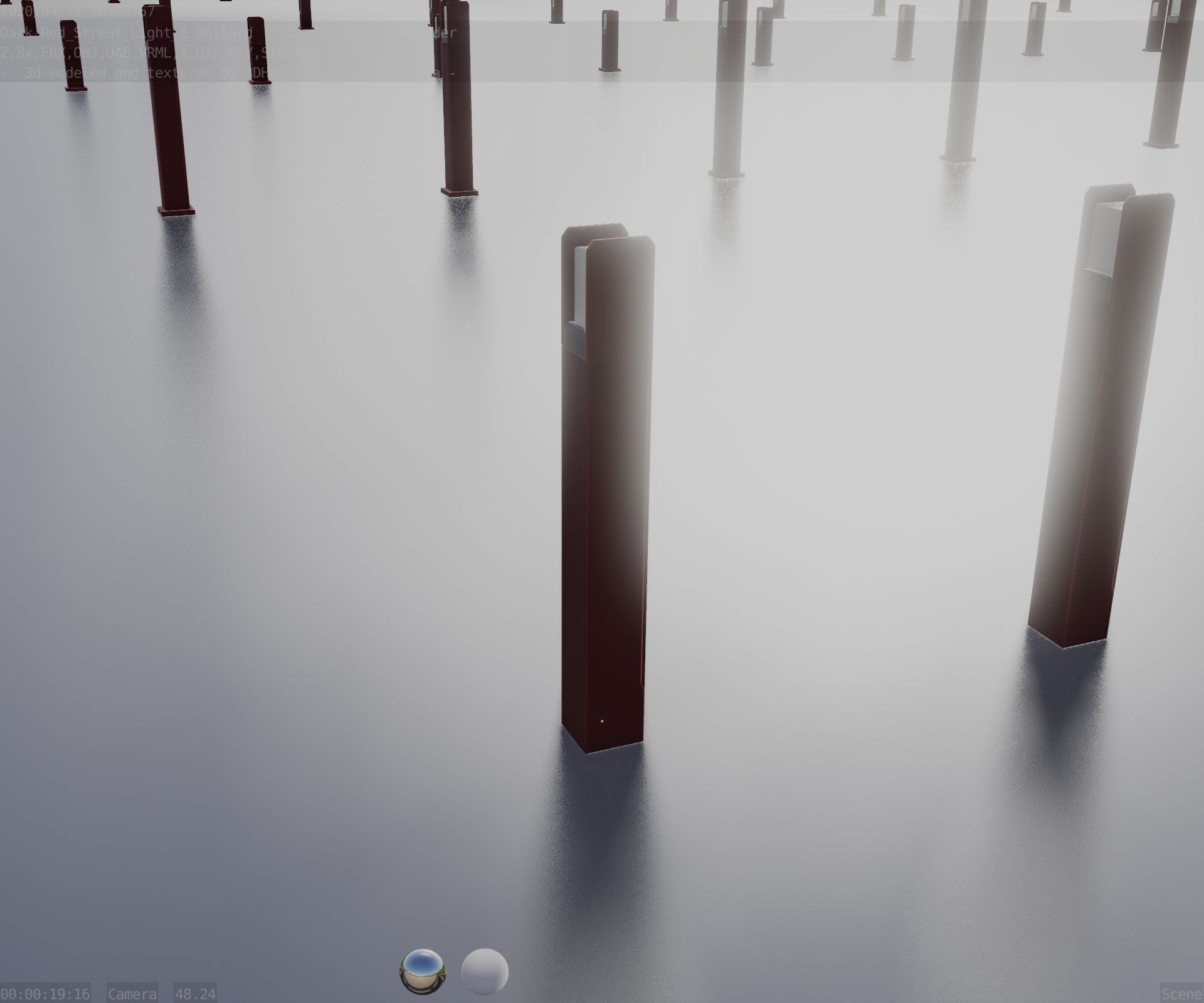 Street Light 8 Bollard 800mm Dark Red Version 4 Low-poly 3D model_72