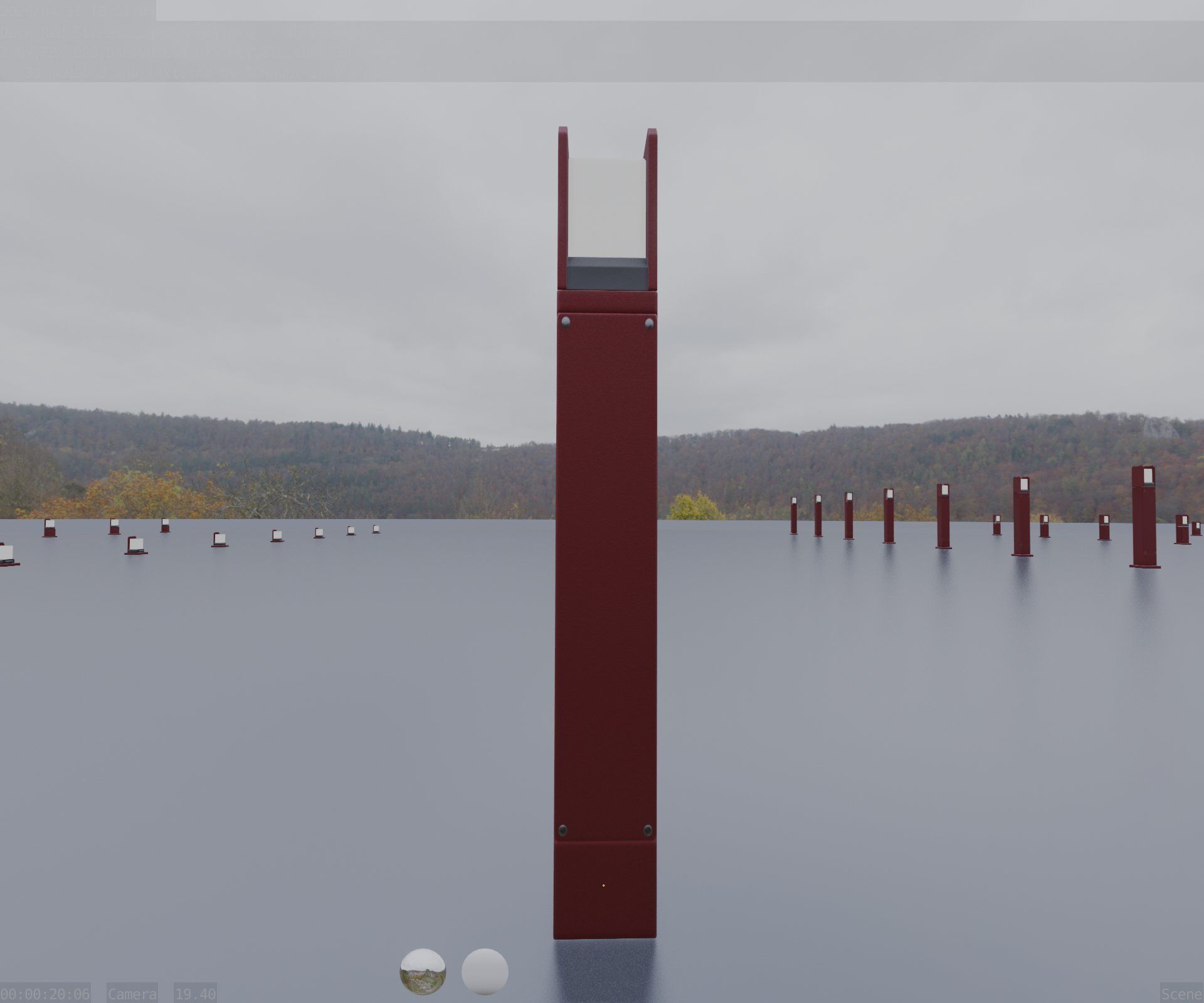 Street Light 8 Bollard 800mm Dark Red Version 4 Low-poly 3D model_86
