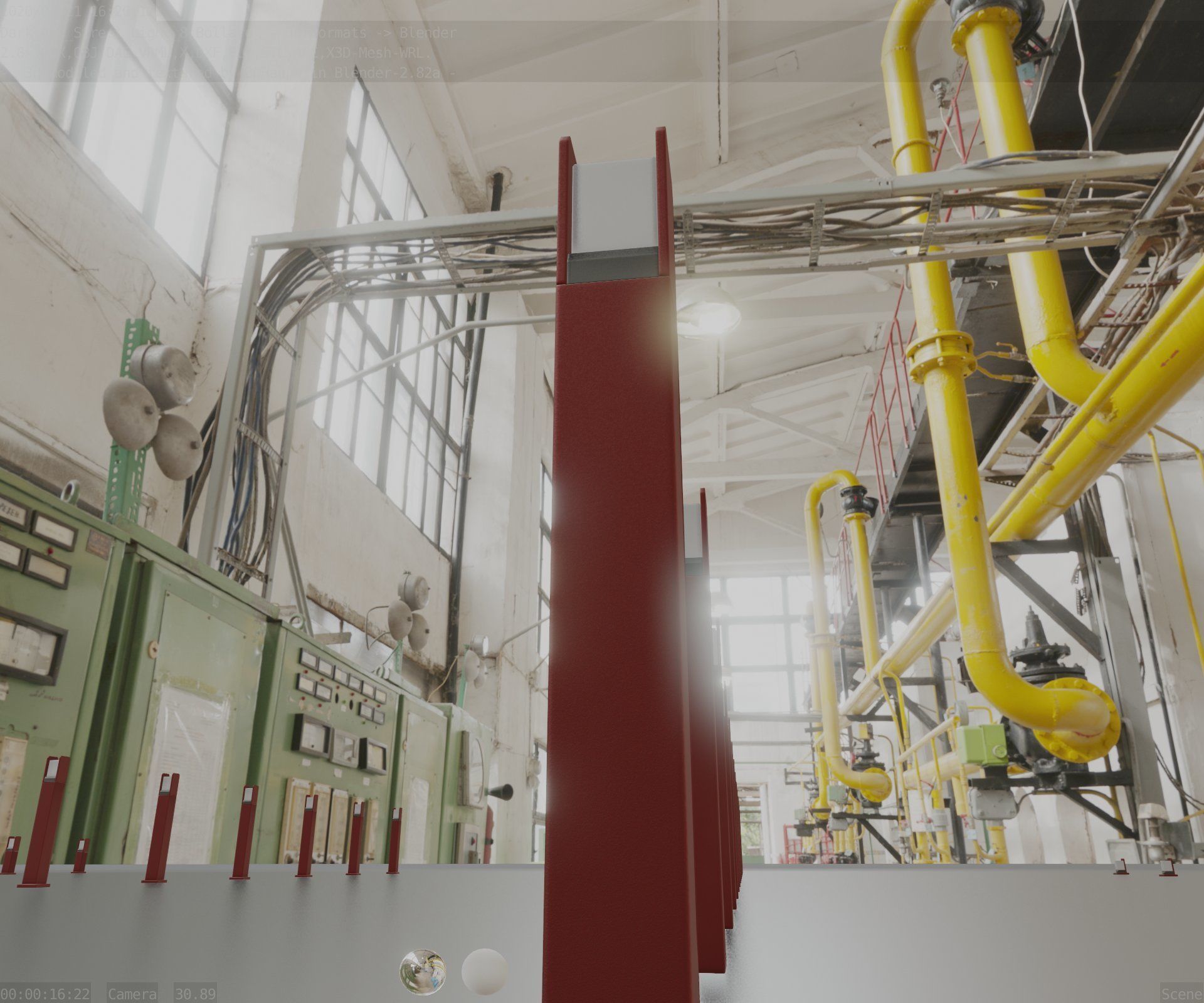 Street Light 8 Bollard 800mm Dark Red Version 4 Low-poly 3D model_2