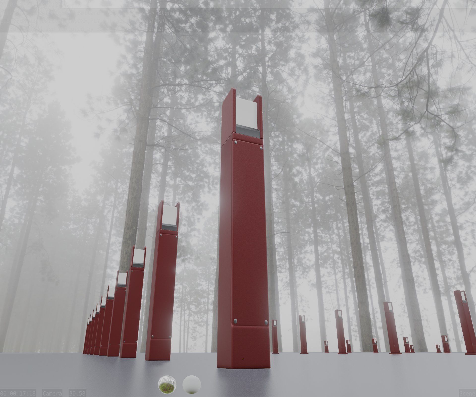 Street Light 8 Bollard 800mm Dark Red Version 4 Low-poly 3D model_26