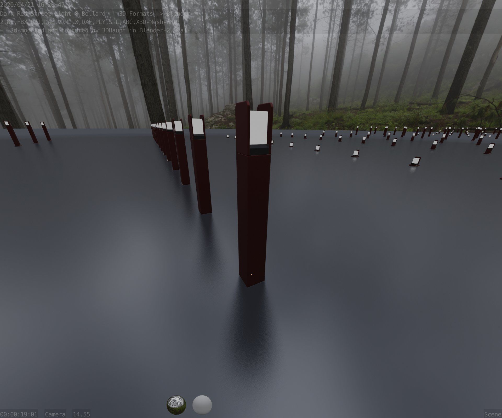 Street Light 8 Bollard 800mm Dark Red Version 4 Low-poly 3D model_57