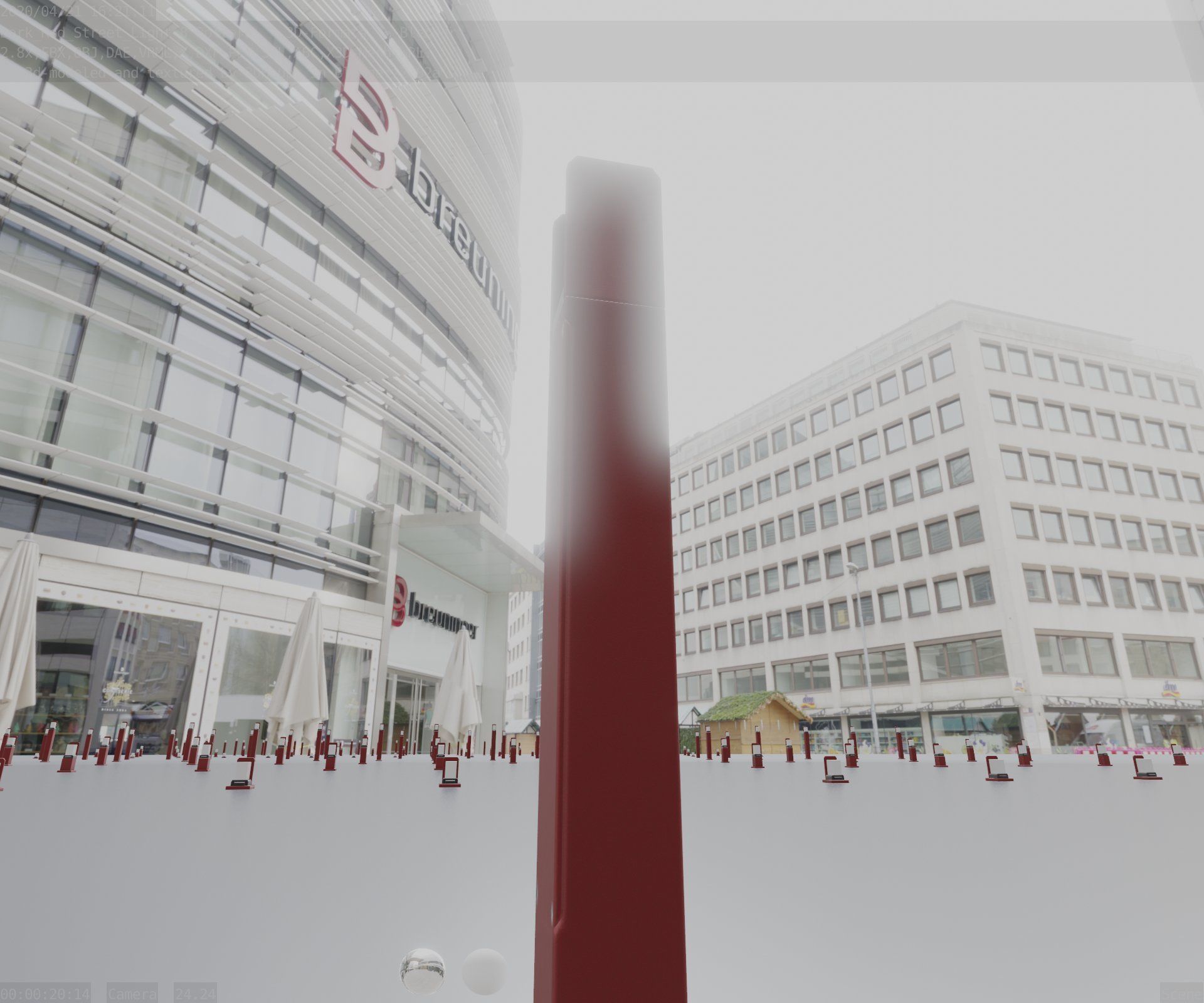 Street Light 8 Bollard 800mm Dark Red Version 4 Low-poly 3D model_94