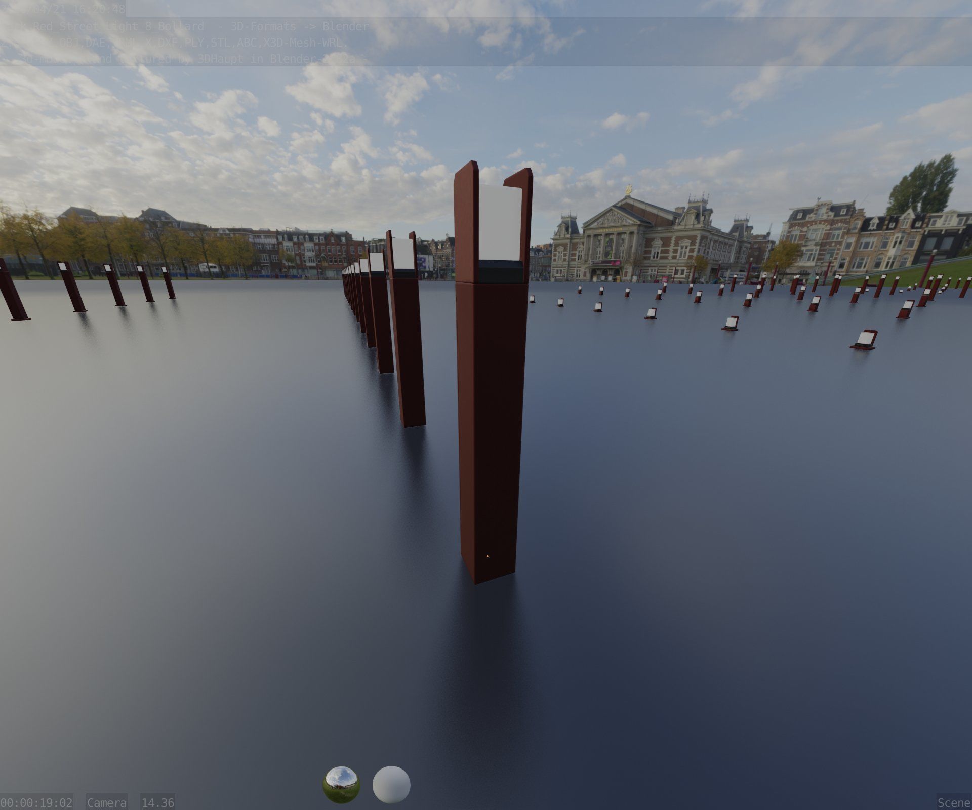 Street Light 8 Bollard 800mm Dark Red Version 4 Low-poly 3D model_58