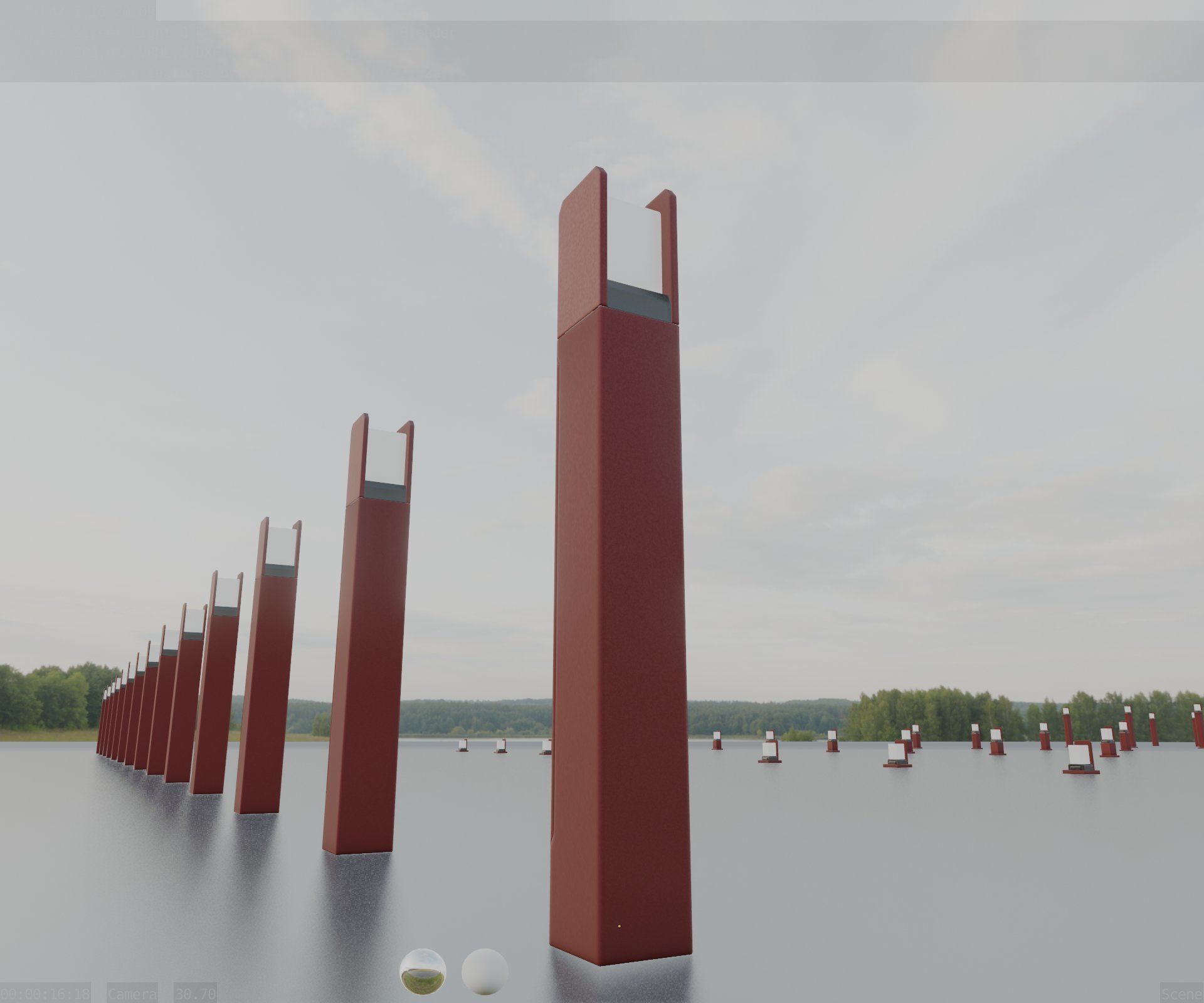 Street Light 8 Bollard 800mm Dark Red Version 4 Low-poly 3D model_10