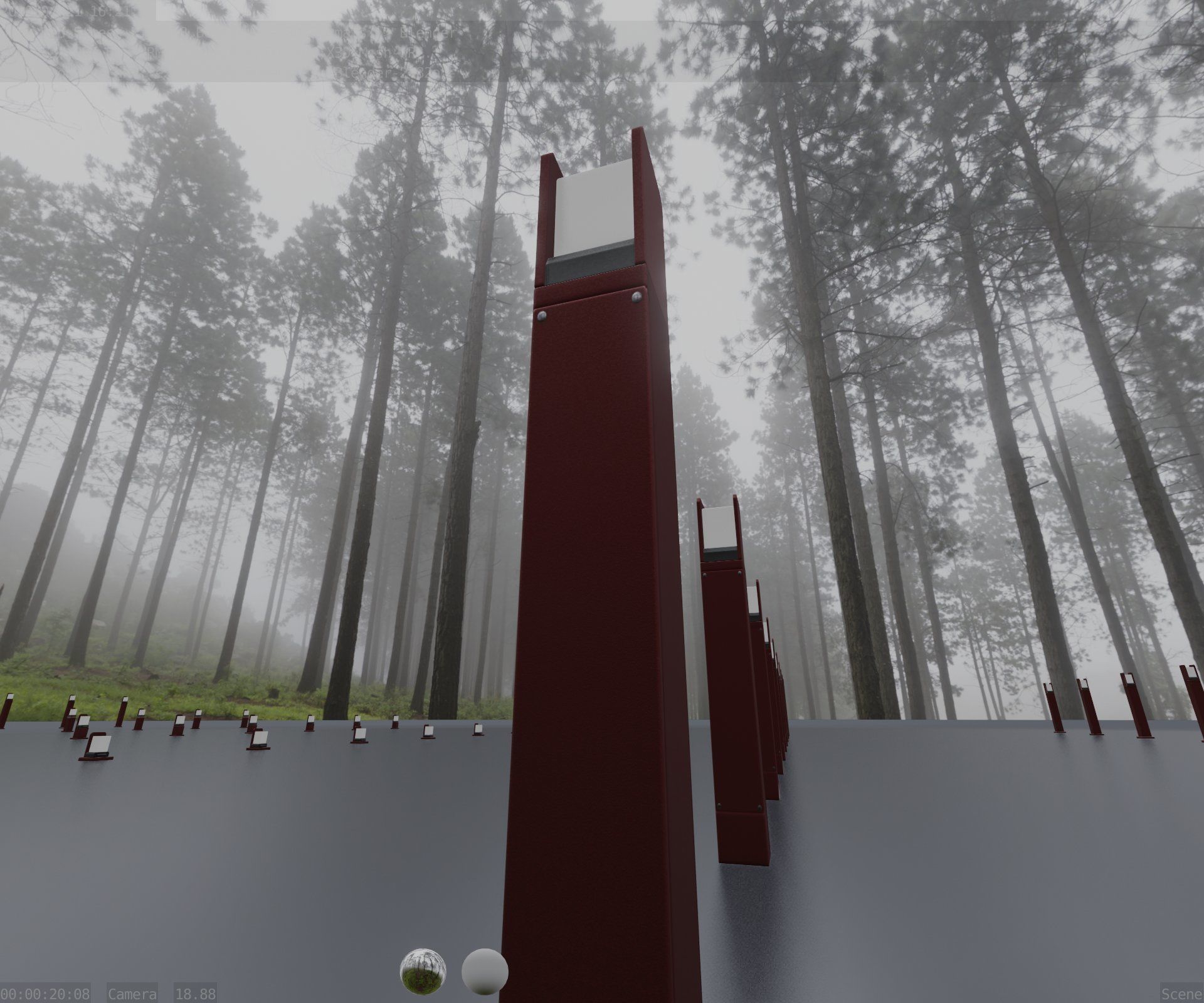 Street Light 8 Bollard 800mm Dark Red Version 4 Low-poly 3D model_88