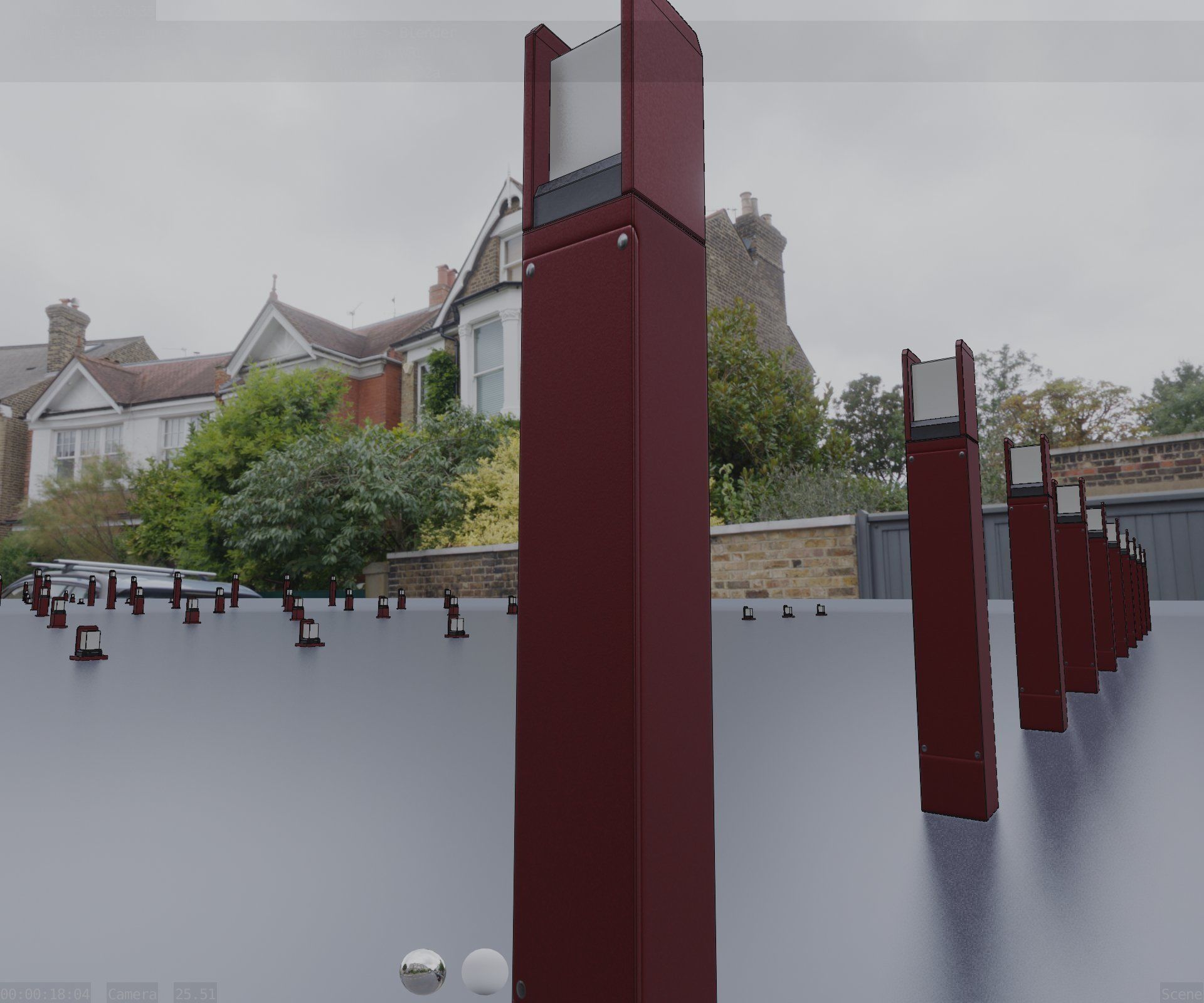 Street Light 8 Bollard 800mm Dark Red Version 4 Low-poly 3D model_36