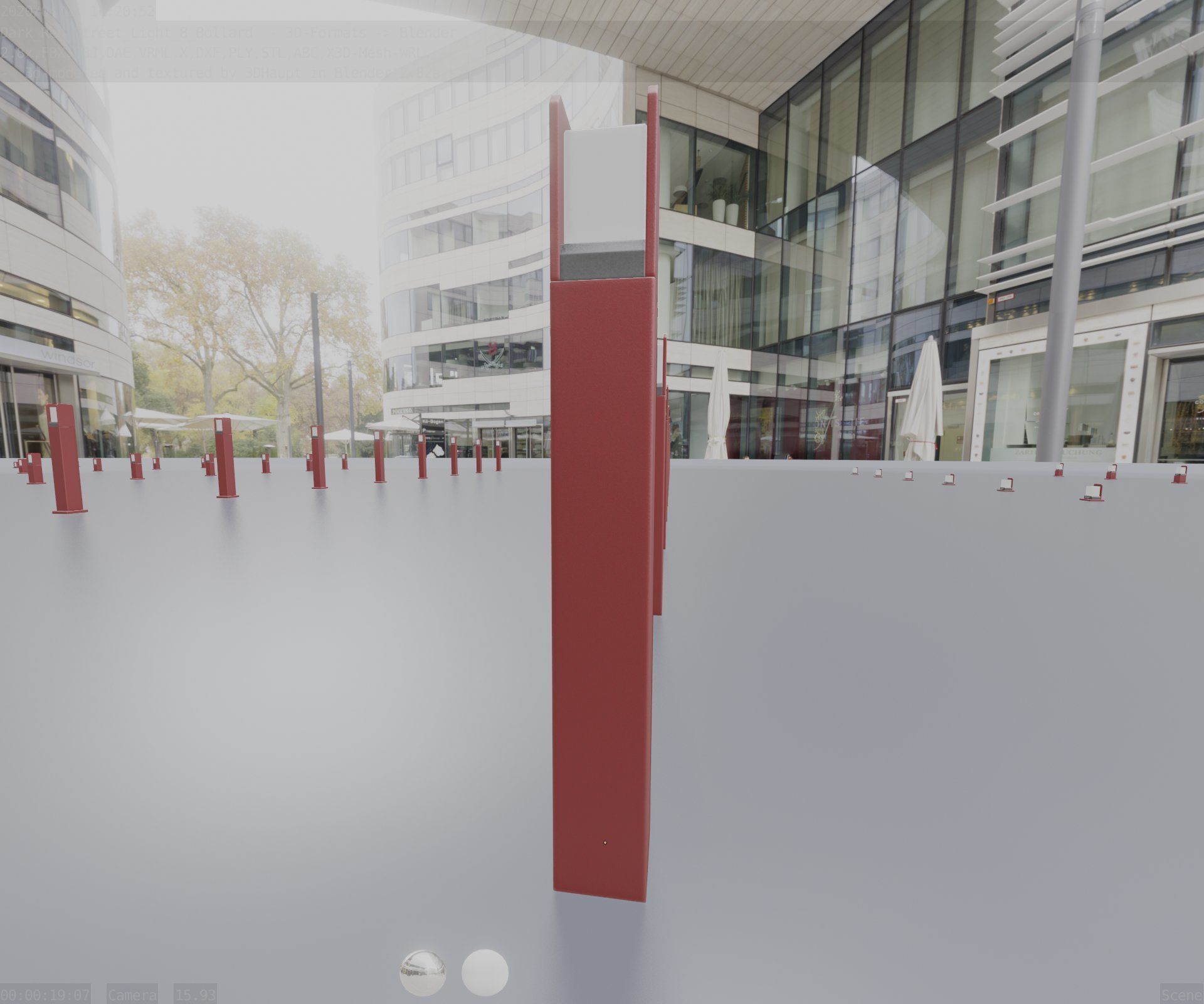 Street Light 8 Bollard 800mm Dark Red Version 4 Low-poly 3D model_63