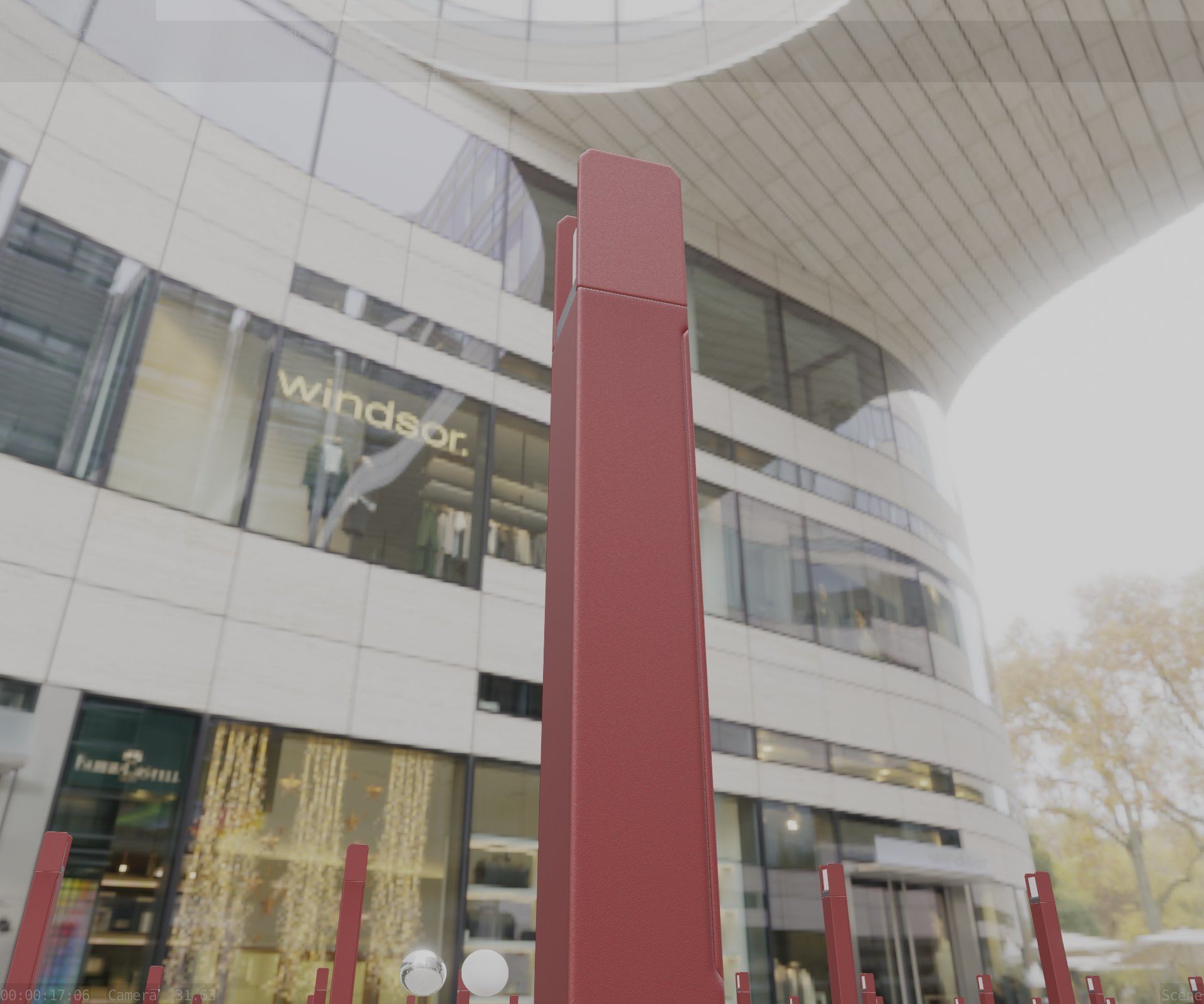 Street Light 8 Bollard 800mm Dark Red Version 4 Low-poly 3D model_14