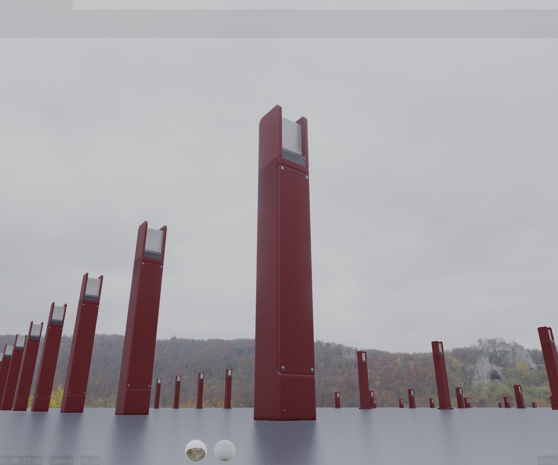 Street Light 8 Bollard 800mm Dark Red Version 4 Low-poly 3D model_24
