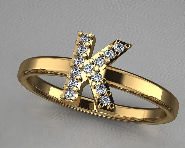 Letter K ring 3D print model