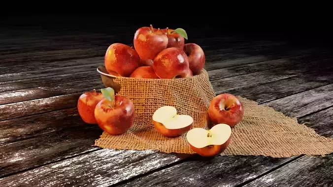 Apples with water drop