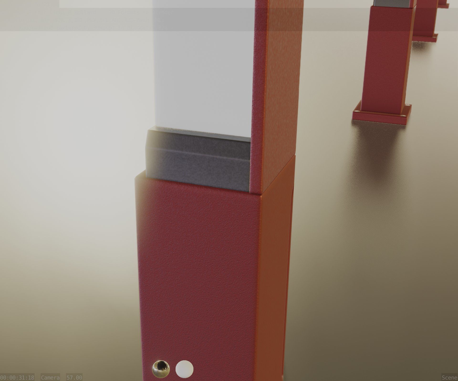 Street Light 8 Bollard 500 mm Dark Red Version 2 Low-poly 3D model_73
