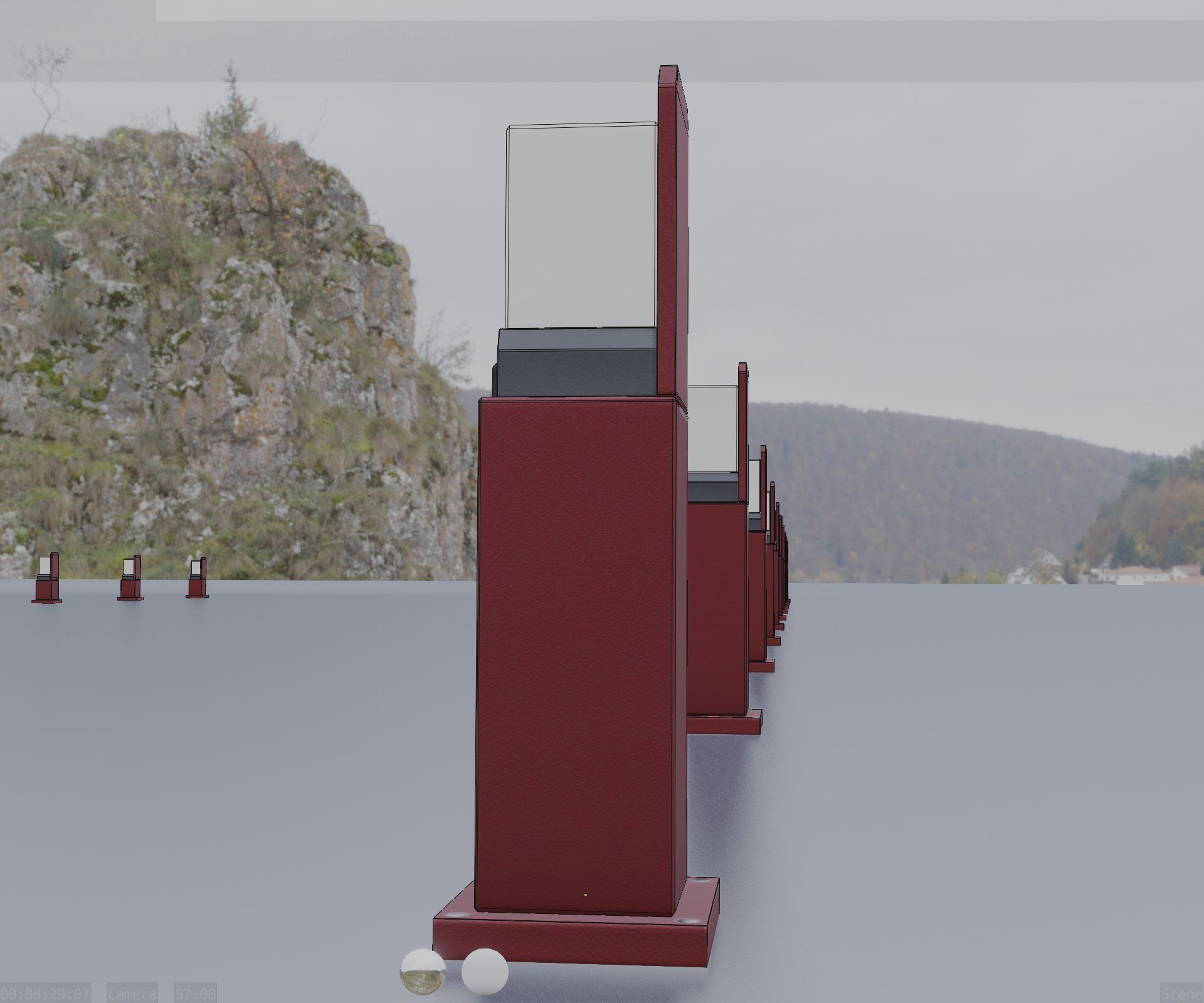 Street Light 8 Bollard 500 mm Dark Red Version 2 Low-poly 3D model_15