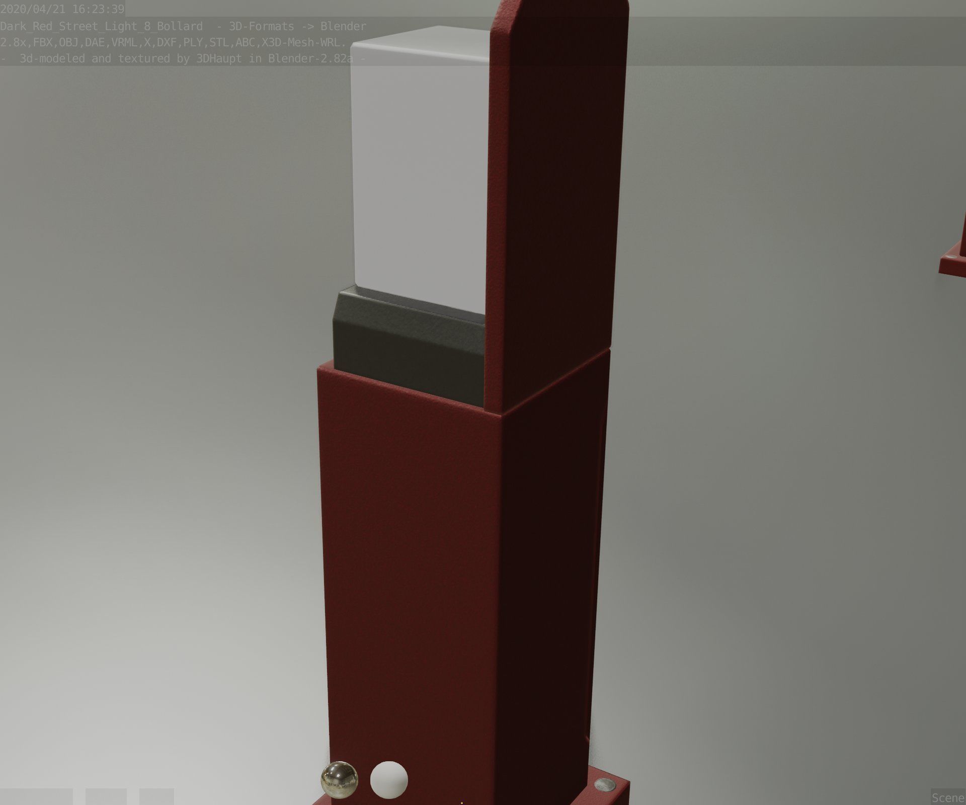 Street Light 8 Bollard 500 mm Dark Red Version 2 Low-poly 3D model_75