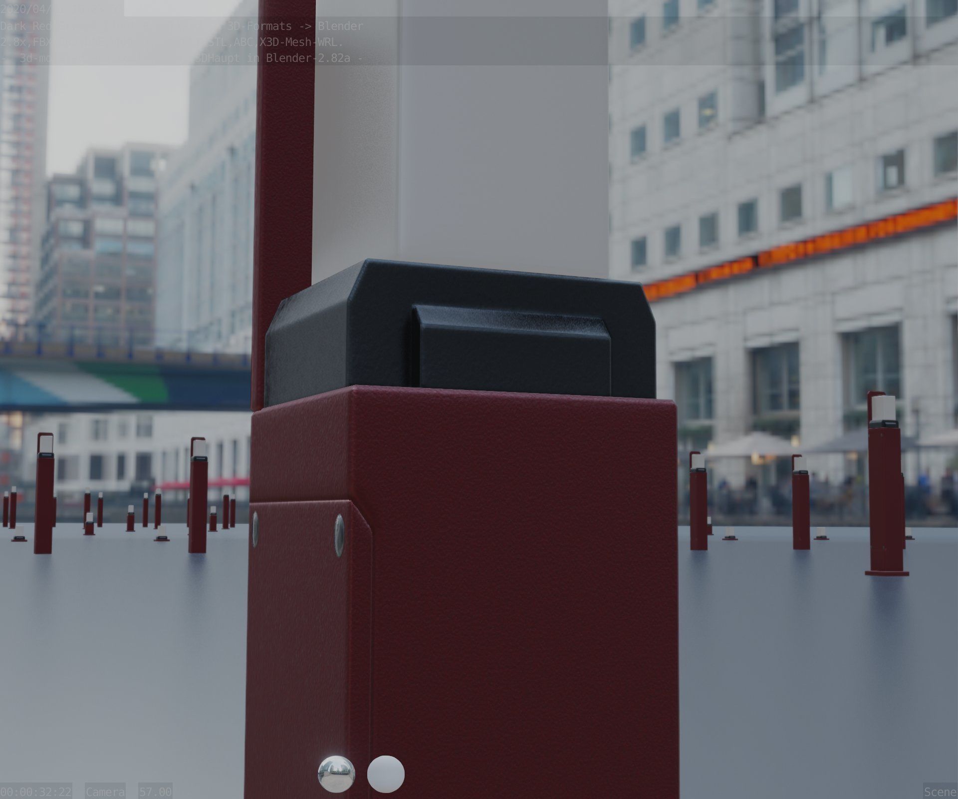 Street Light 8 Bollard 500 mm Dark Red Version 2 Low-poly 3D model_35