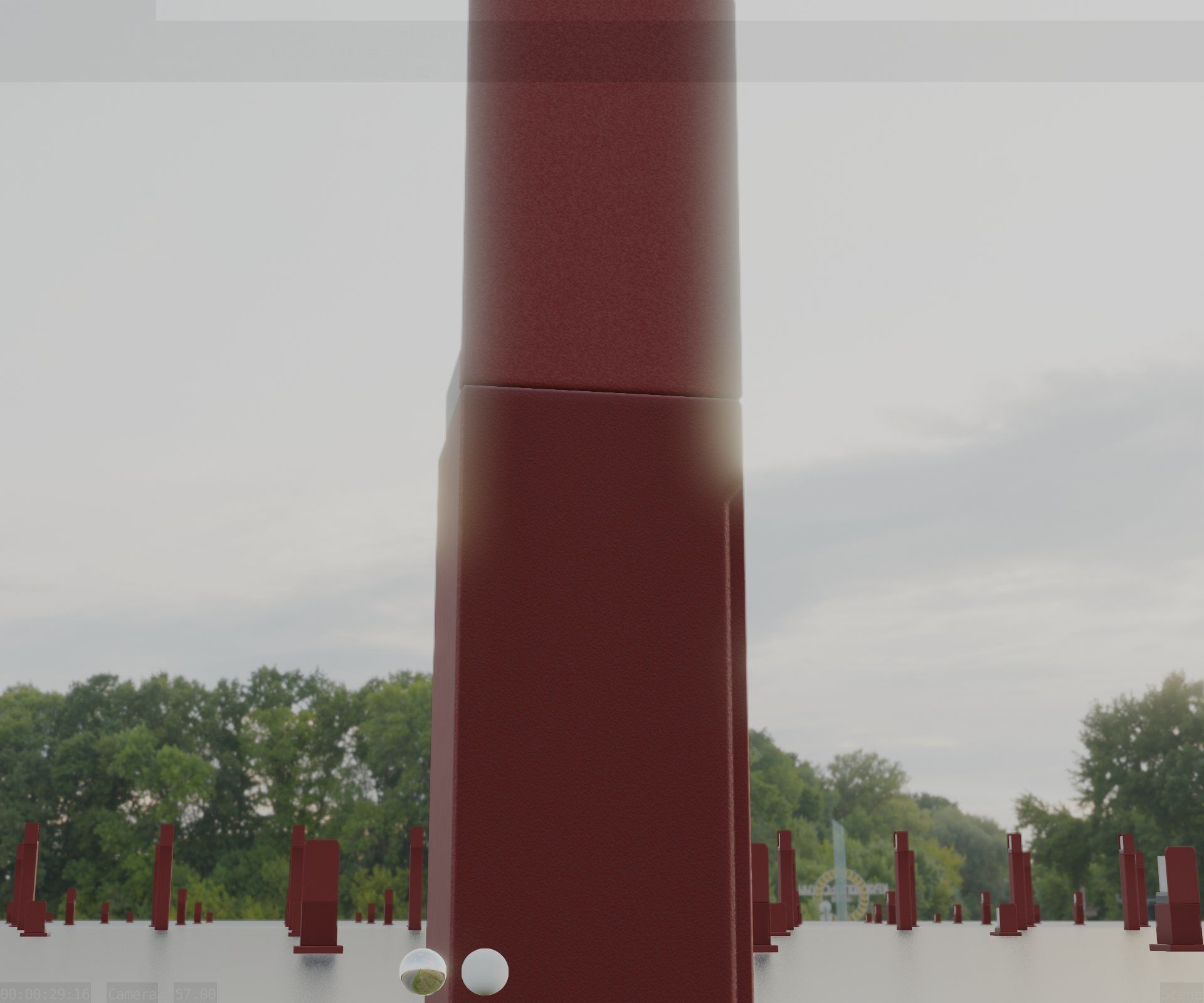 Street Light 8 Bollard 500 mm Dark Red Version 2 Low-poly 3D model_24