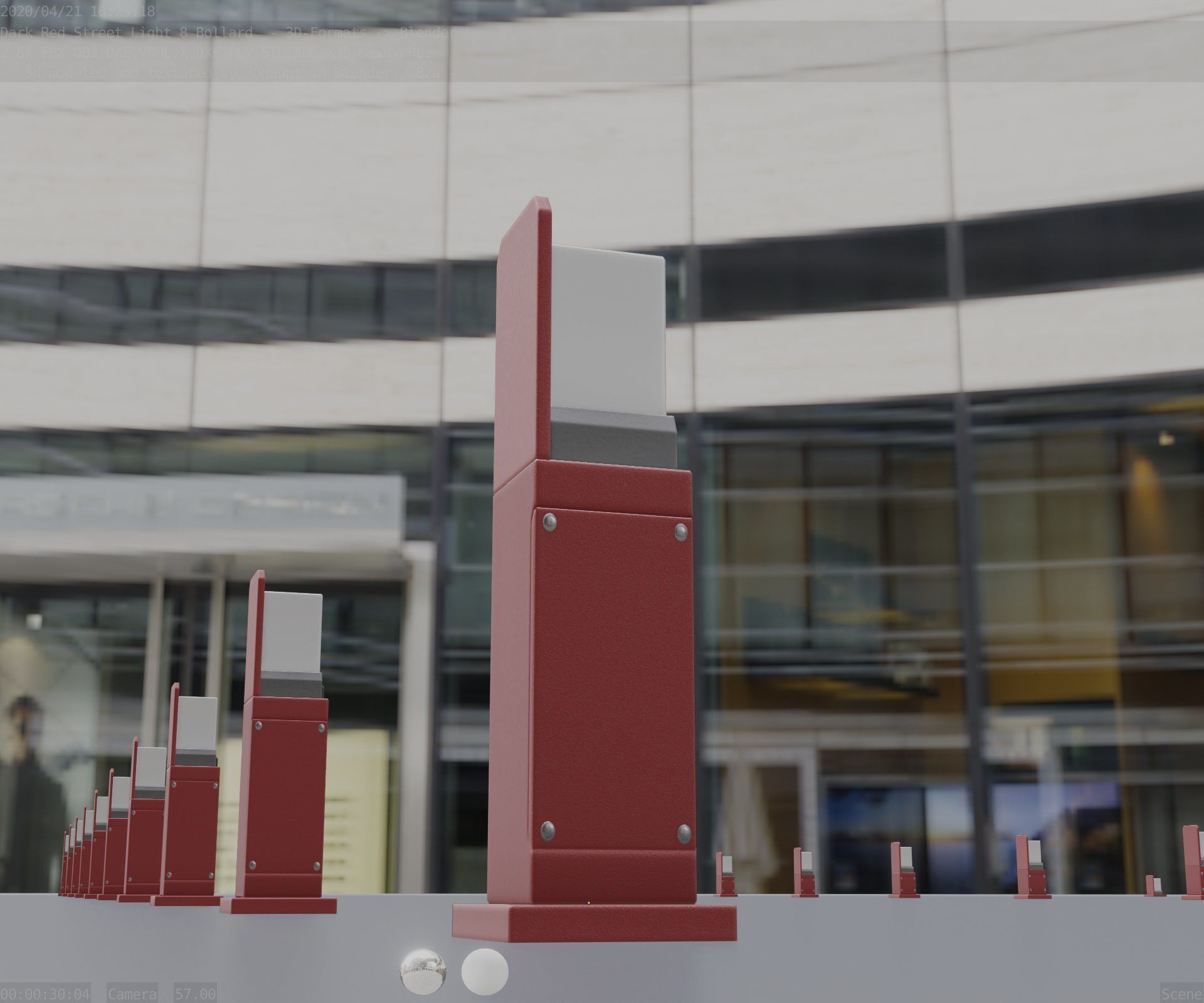 Street Light 8 Bollard 500 mm Dark Red Version 2 Low-poly 3D model_29