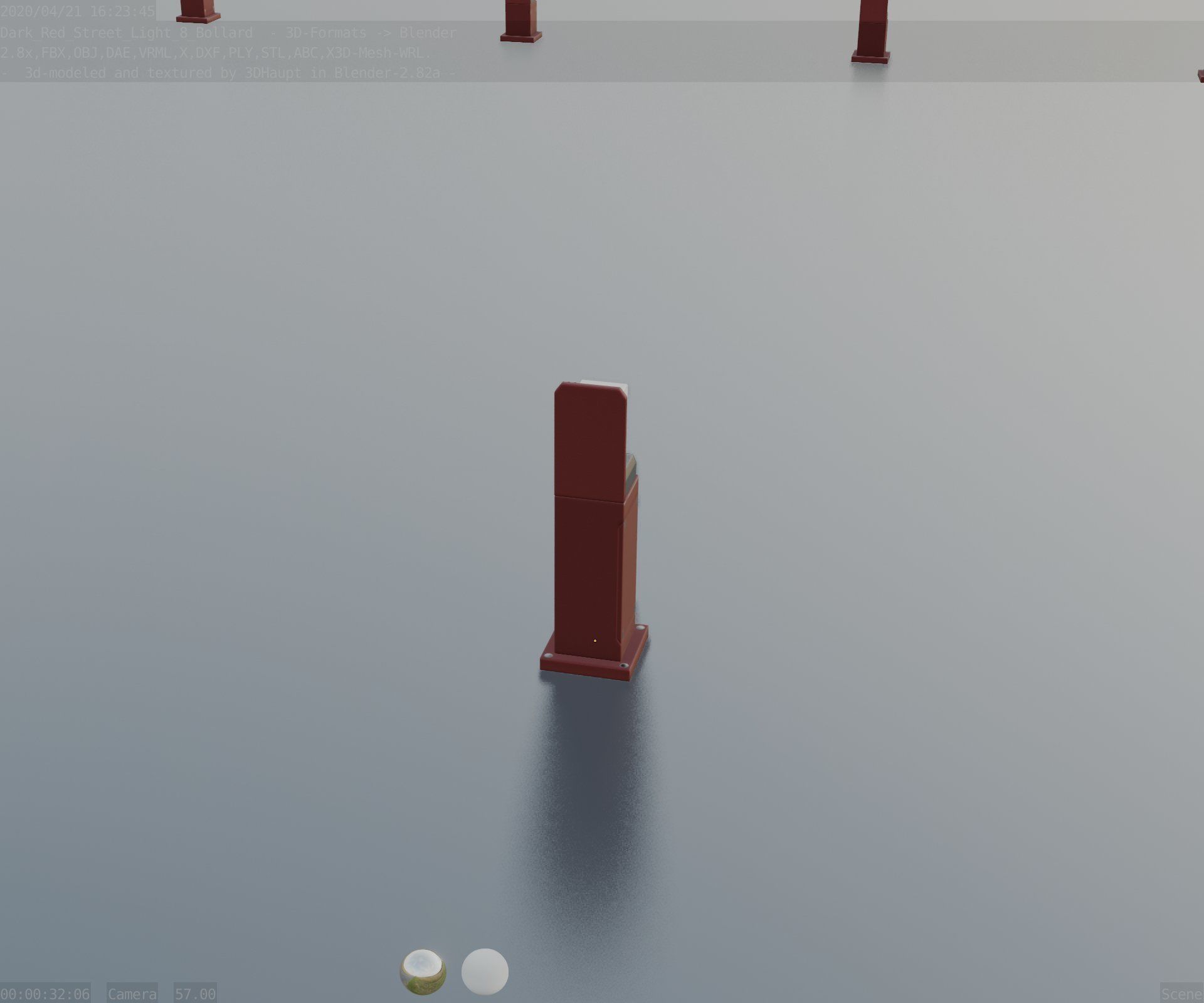 Street Light 8 Bollard 500 mm Dark Red Version 2 Low-poly 3D model_85