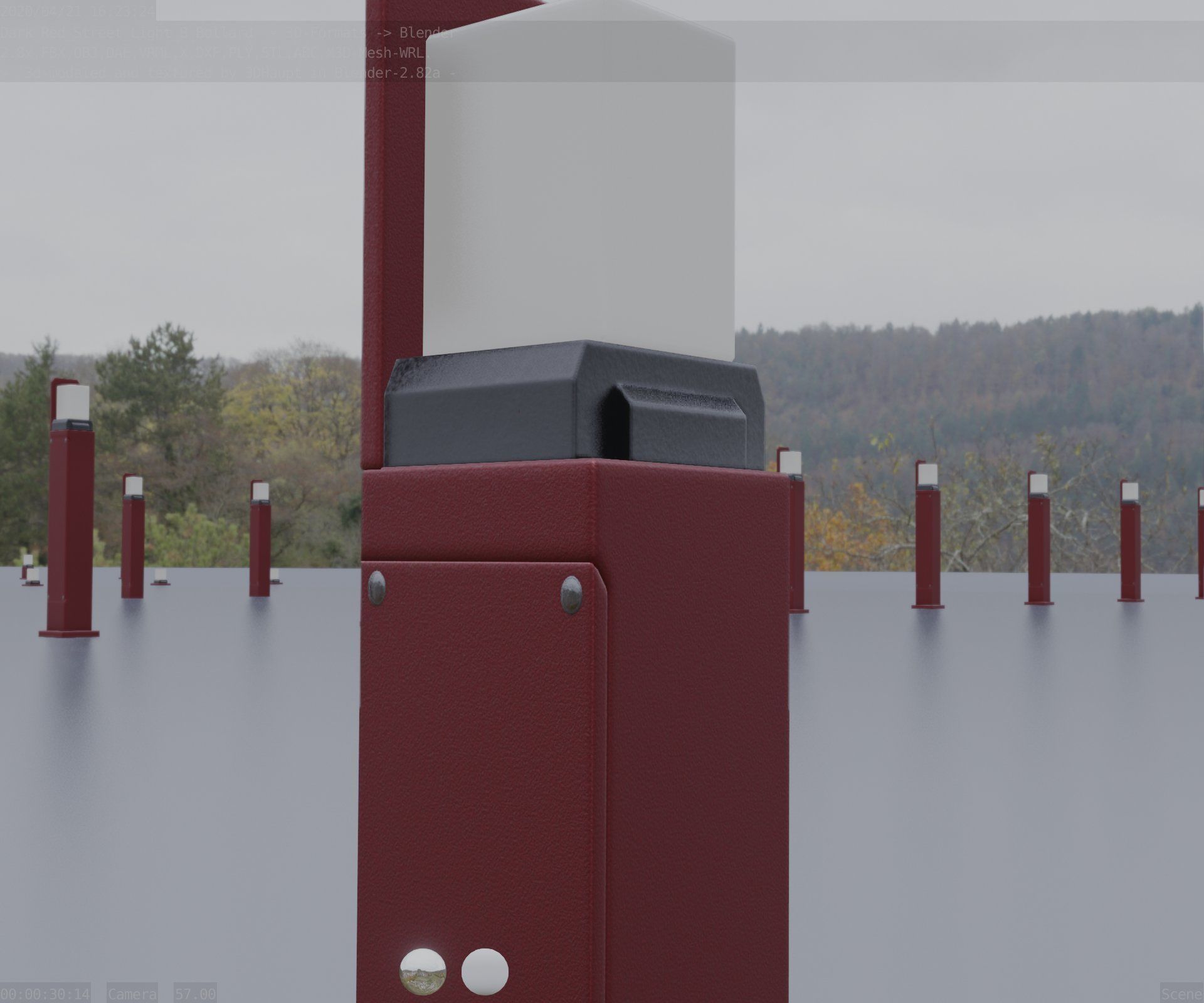 Street Light 8 Bollard 500 mm Dark Red Version 2 Low-poly 3D model_44