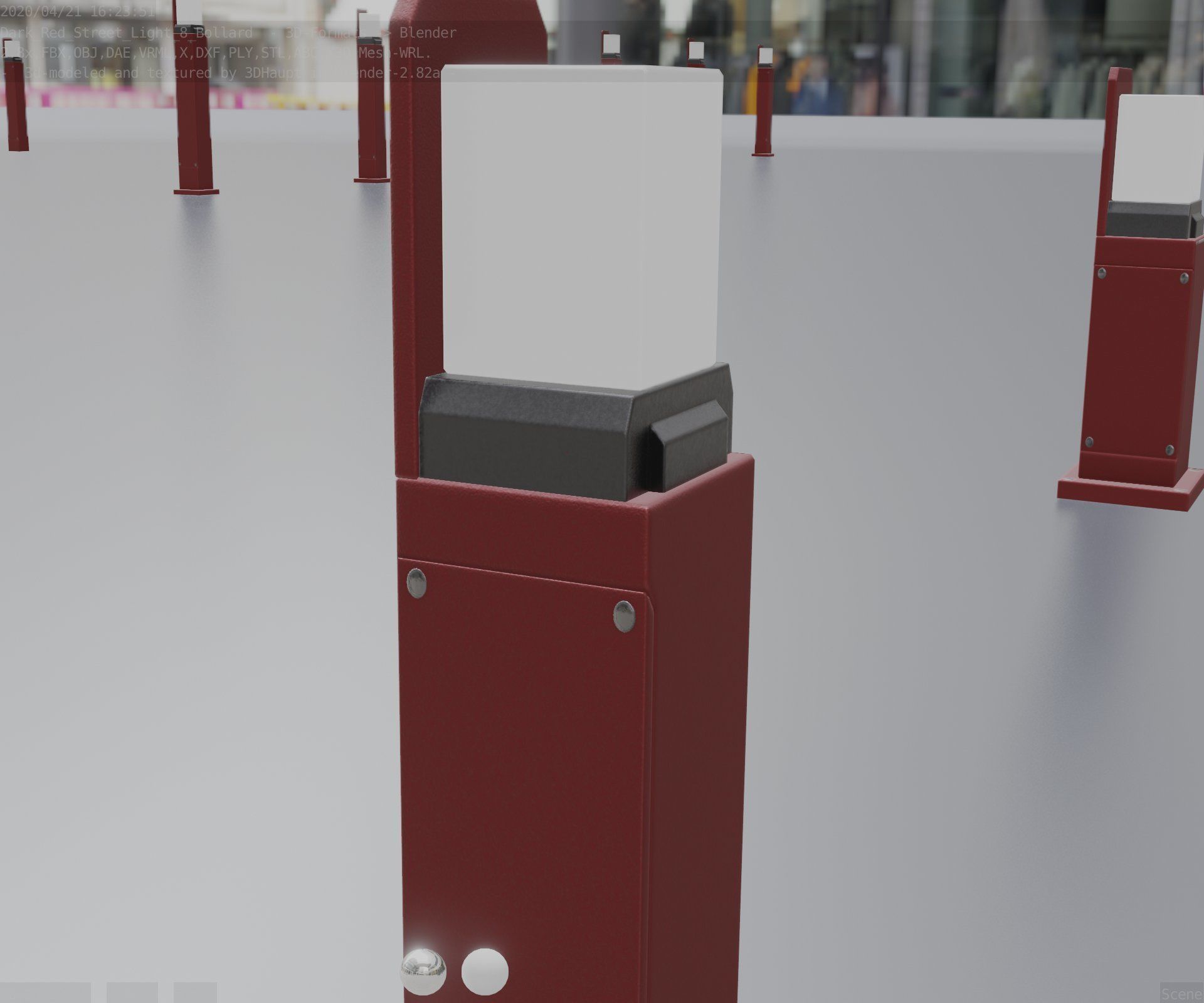 Street Light 8 Bollard 500 mm Dark Red Version 2 Low-poly 3D model_31