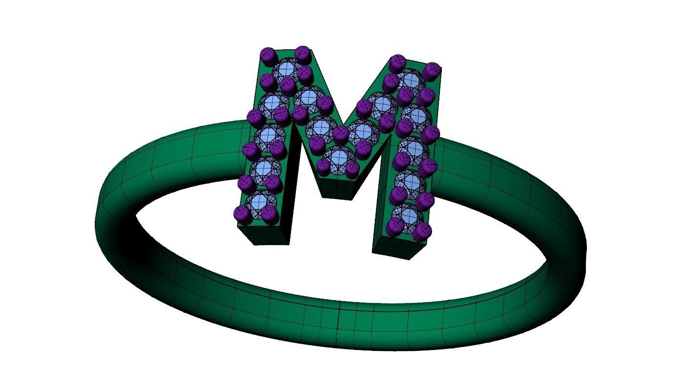 Letter M ring 3D print model_1