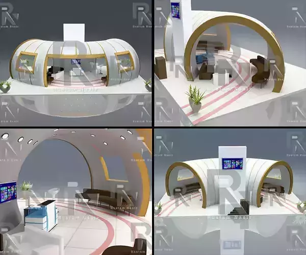 3D Stall Model exhibition booth with circular shape 3D model