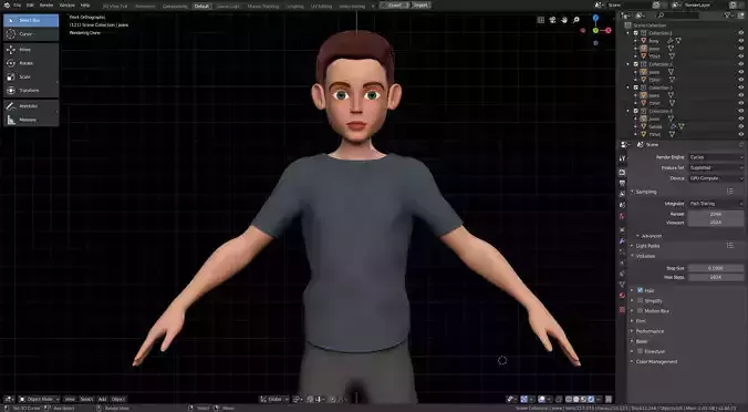 Amy Boy Stylized Character No2 for Blender Cycles and Eevee Low-poly 3D model