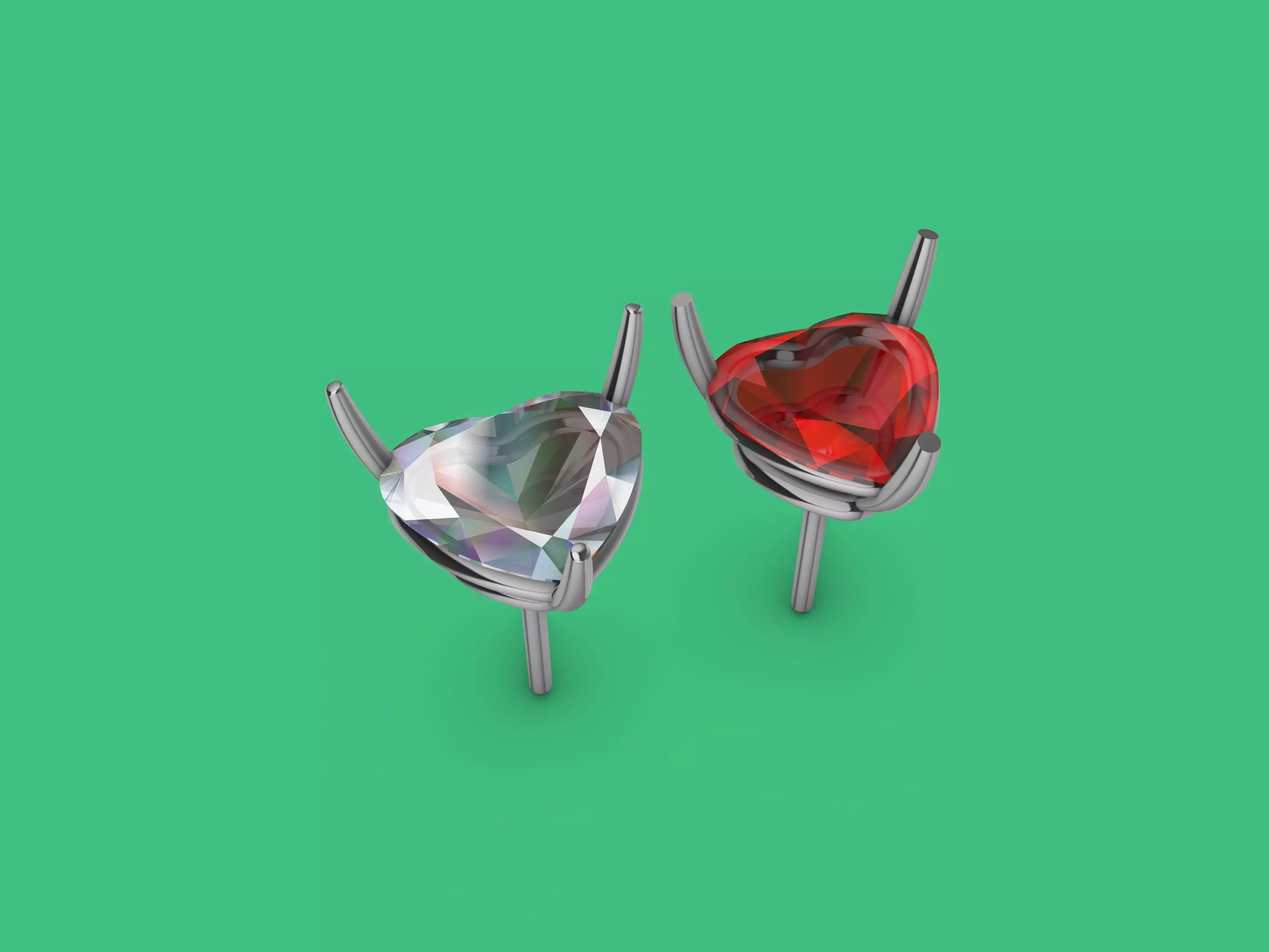 Heart Shaped Studs Earrings Free 3D print model