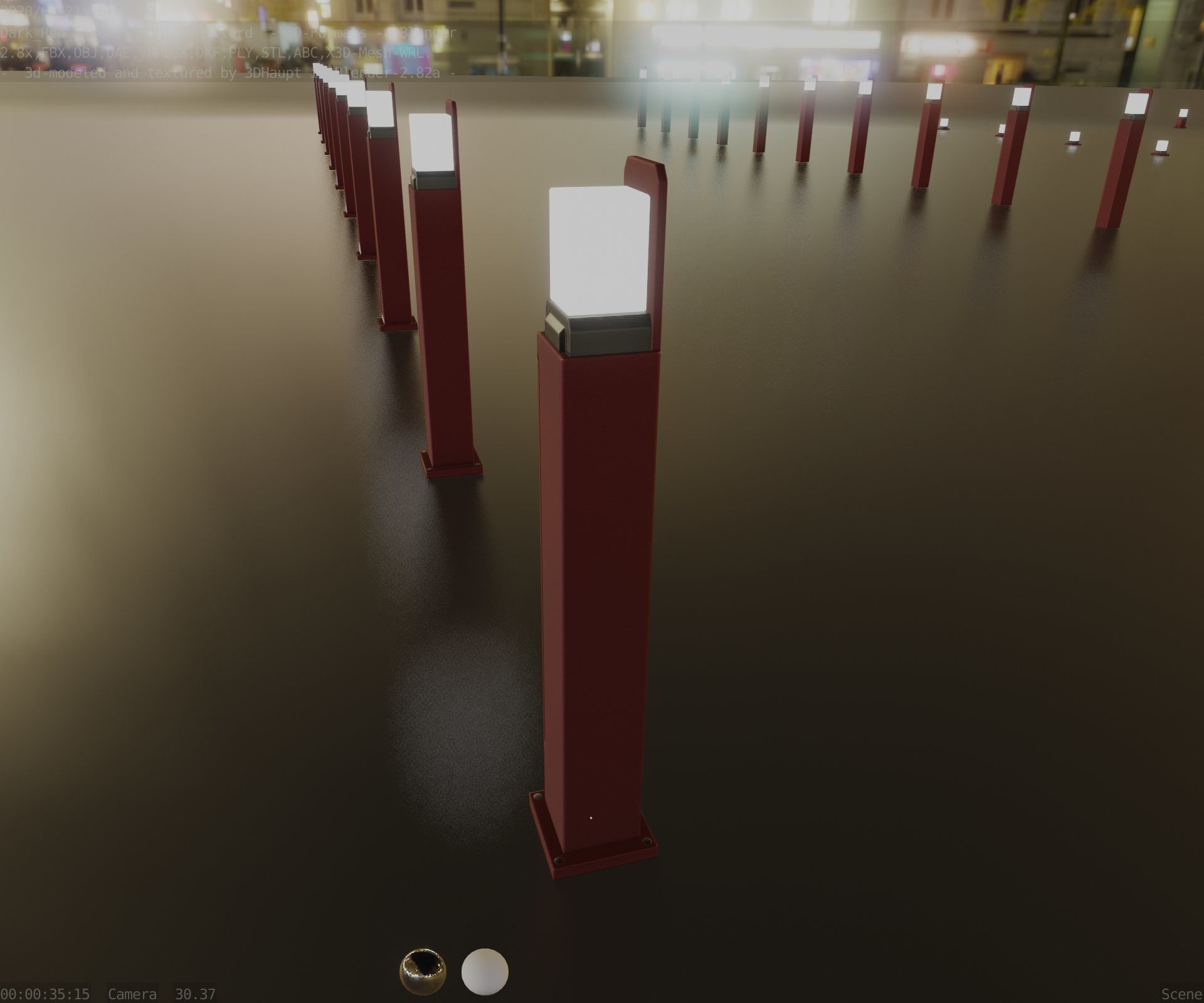 Street Light 8 Bollard 900 mm Dark Red Version 2 Low-poly 3D model_55