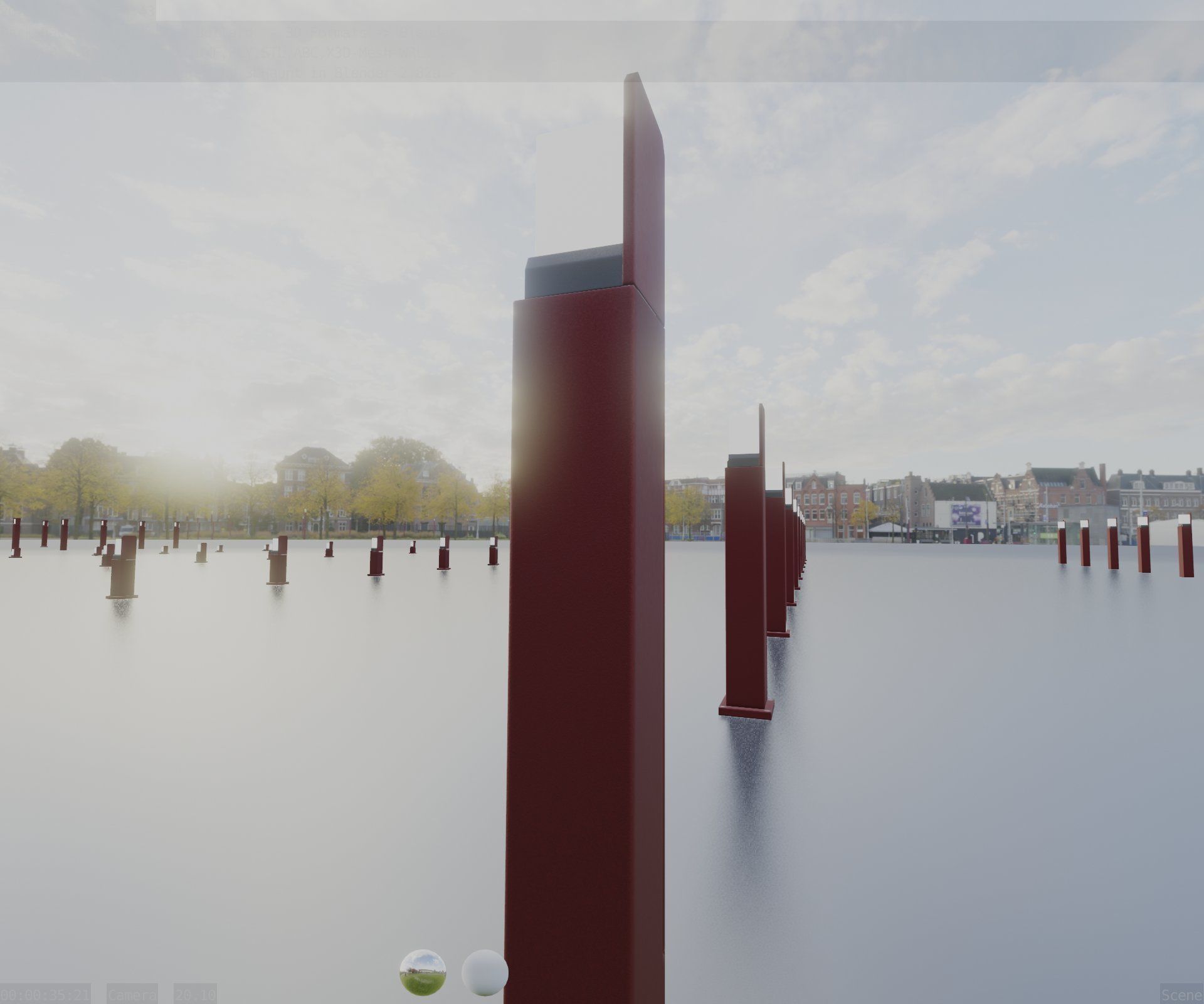 Street Light 8 Bollard 900 mm Dark Red Version 2 Low-poly 3D model_61