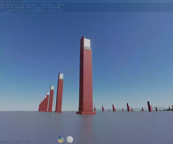 Street Light 8 Bollard 900 mm Dark Red Version 2 Low-poly 3D model