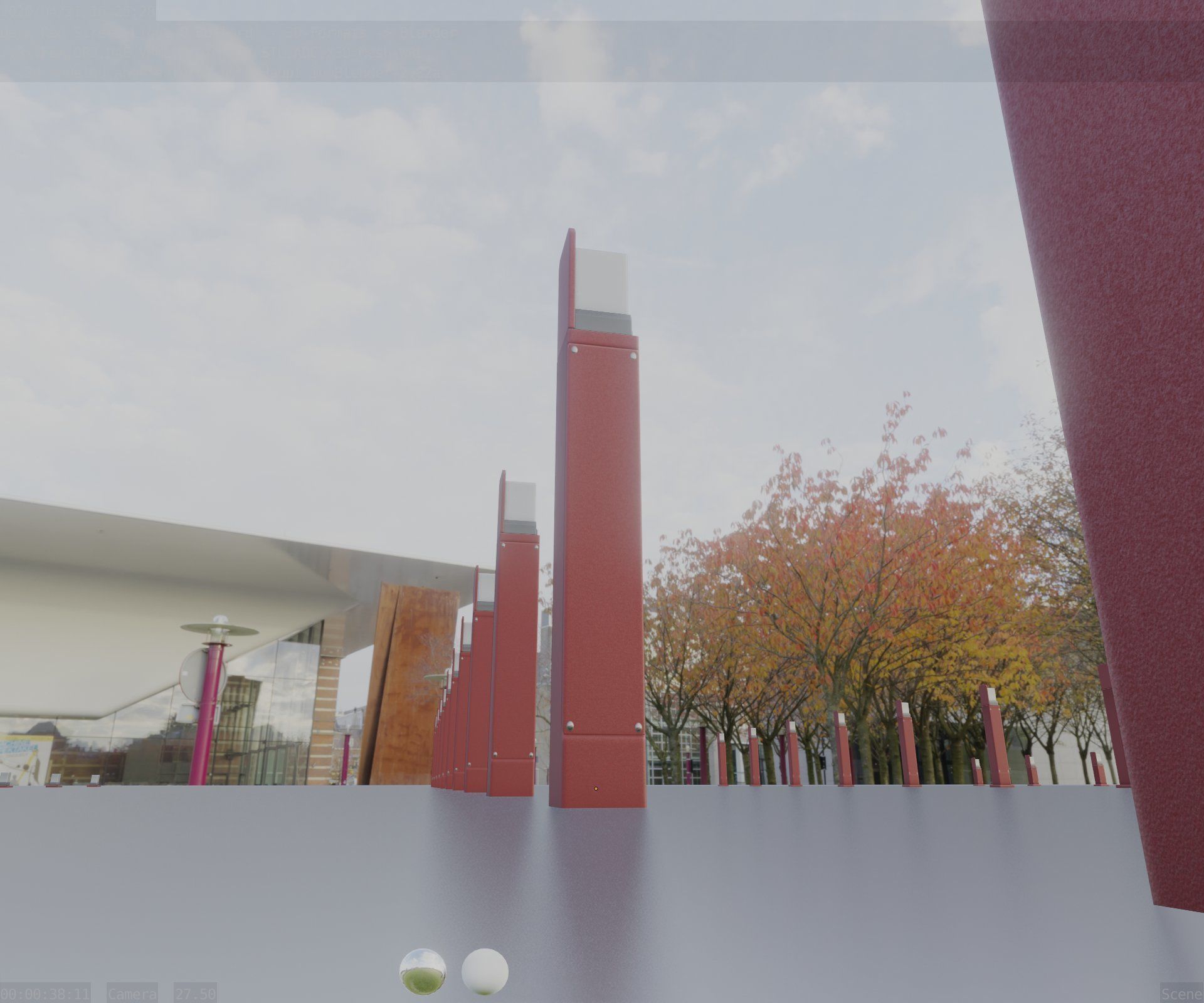 Street Light 8 Bollard 900 mm Dark Red Version 5 Low-poly 3D model_31