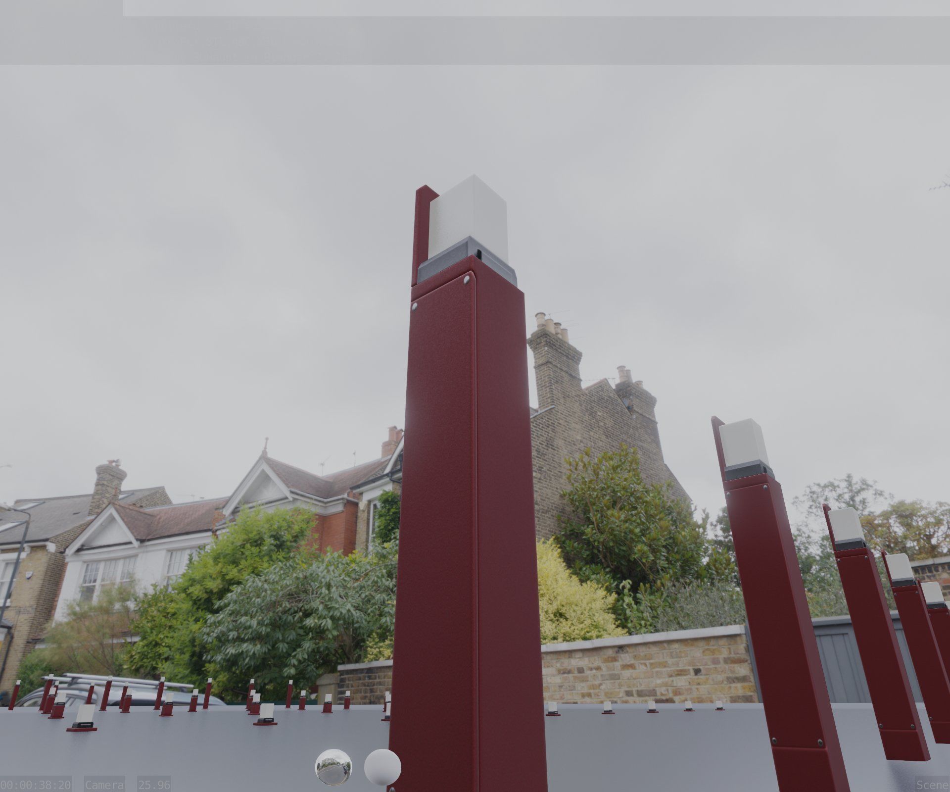 Street Light 8 Bollard 900 mm Dark Red Version 5 Low-poly 3D model_39