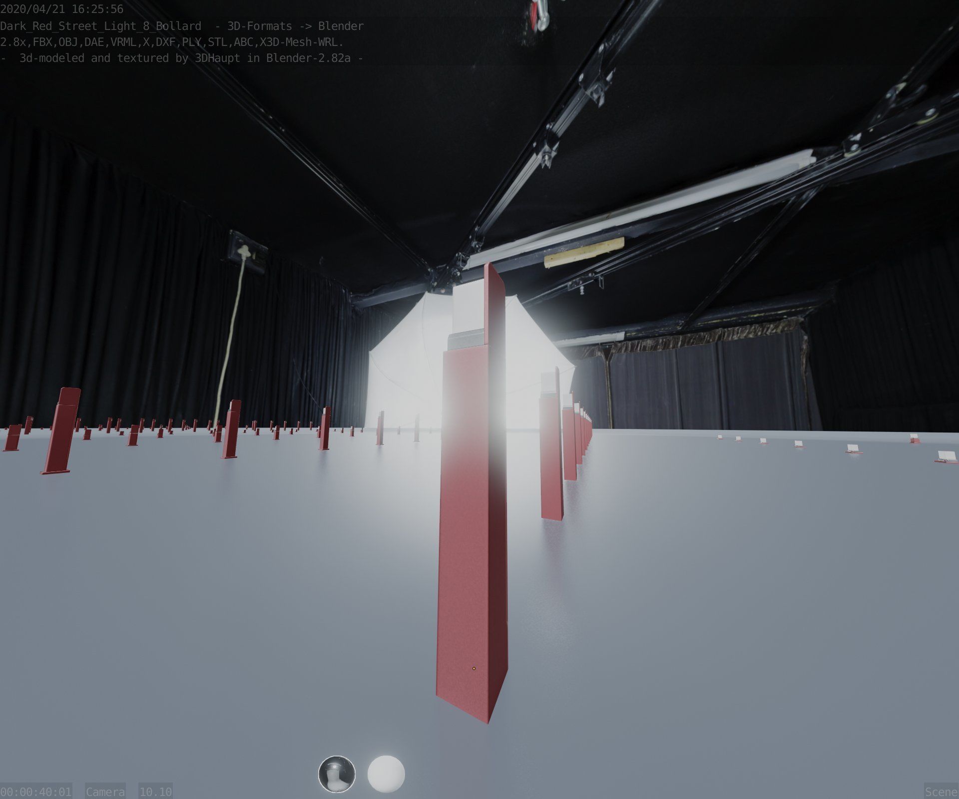 Street Light 8 Bollard 900 mm Dark Red Version 5 Low-poly 3D model_68