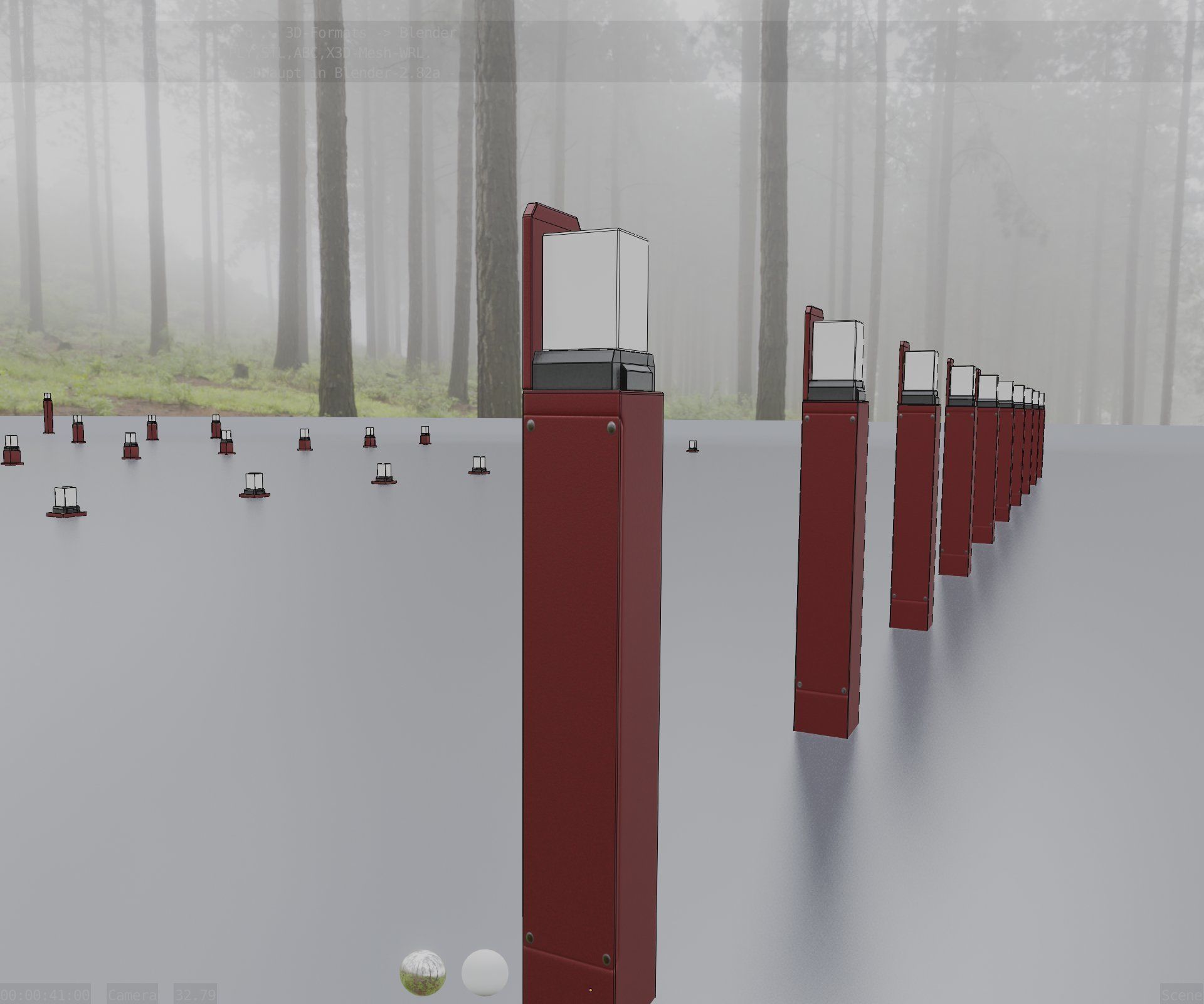 Street Light 8 Bollard 900 mm Dark Red Version 5 Low-poly 3D model_91