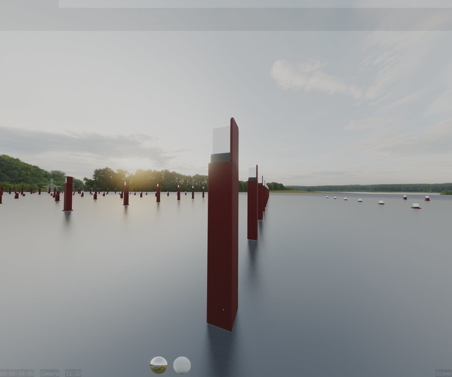 Street Light 8 Bollard 900 mm Dark Red Version 5 Low-poly 3D model_67