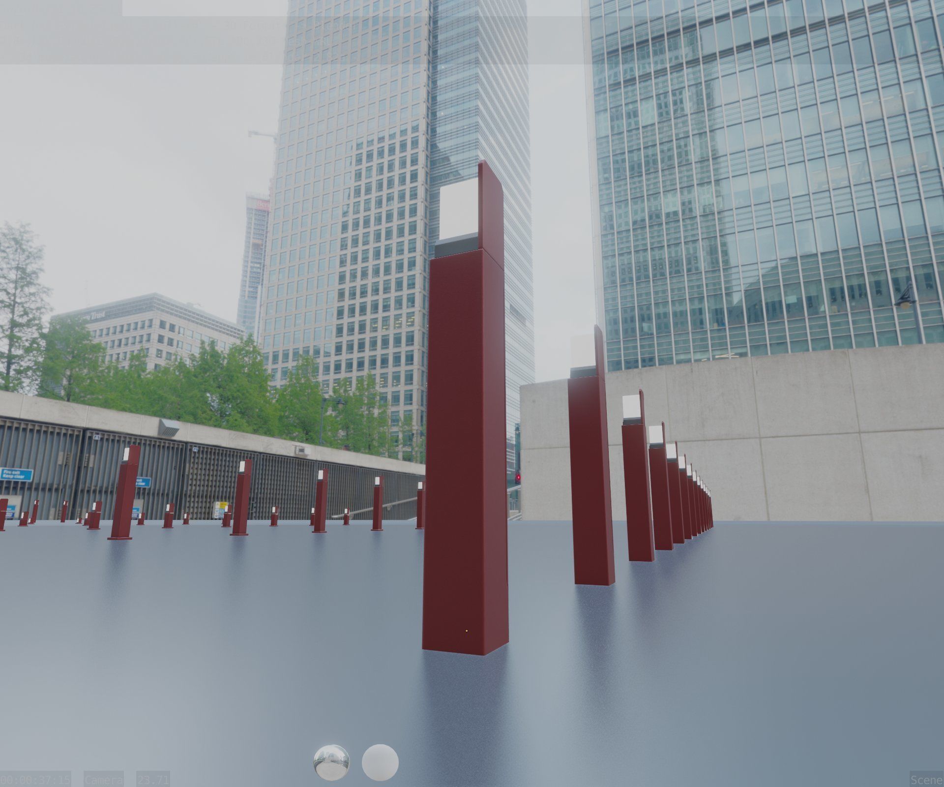 Street Light 8 Bollard 900 mm Dark Red Version 5 Low-poly 3D model_11