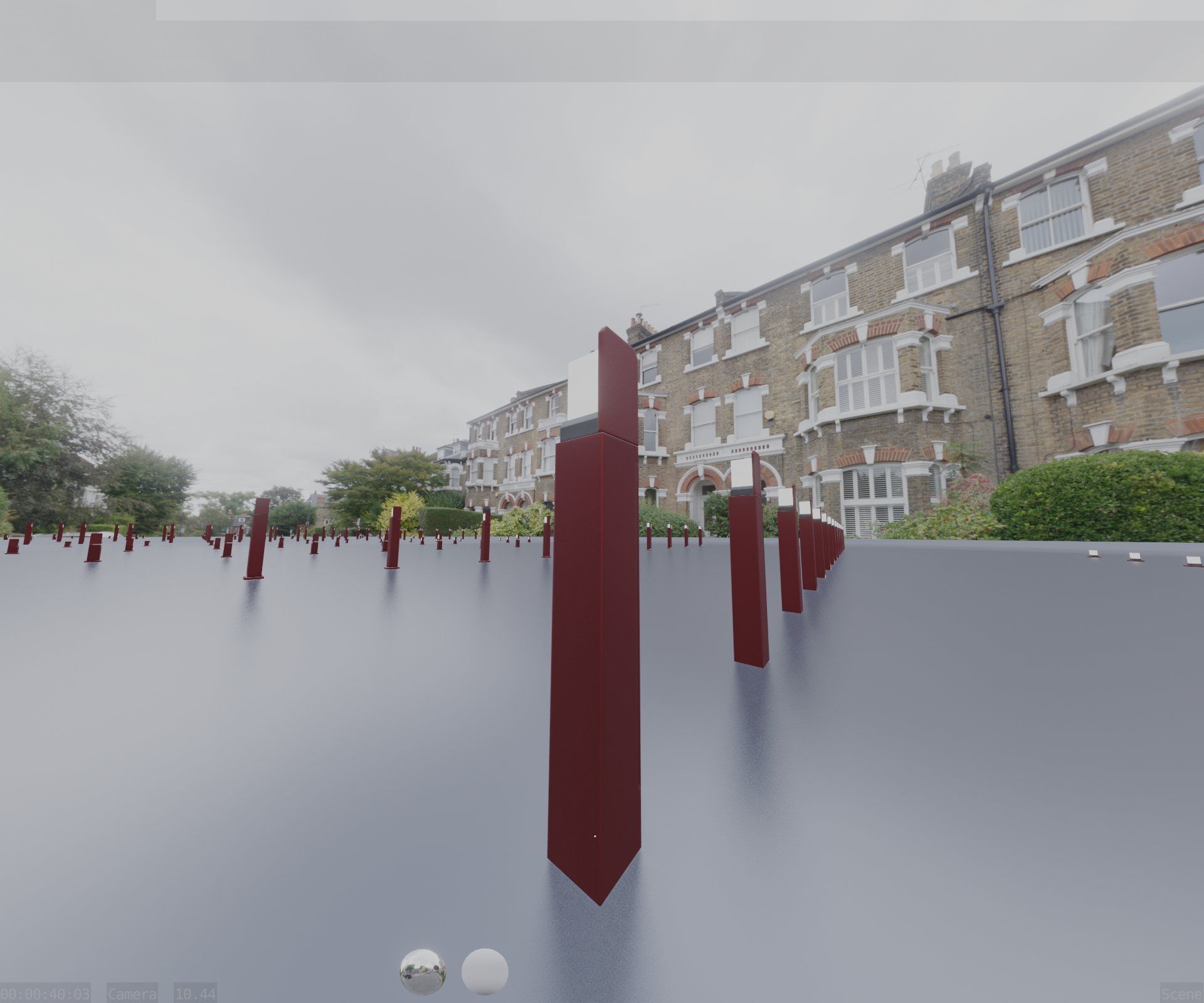 Street Light 8 Bollard 900 mm Dark Red Version 5 Low-poly 3D model_70