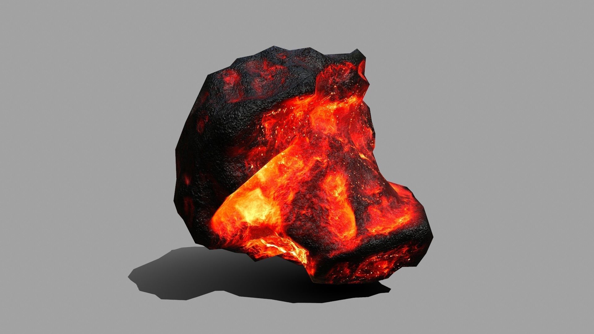 Rock Set piece of fire Low-poly 3D model_1