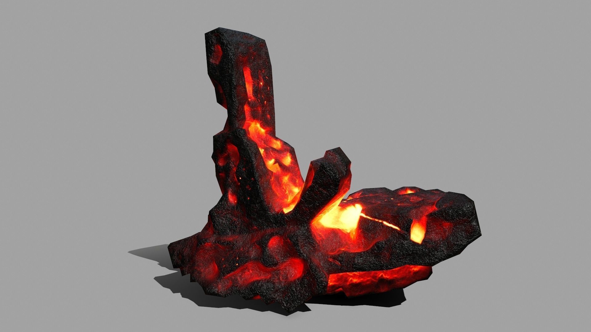 Rock Set piece of fire Low-poly 3D model_4
